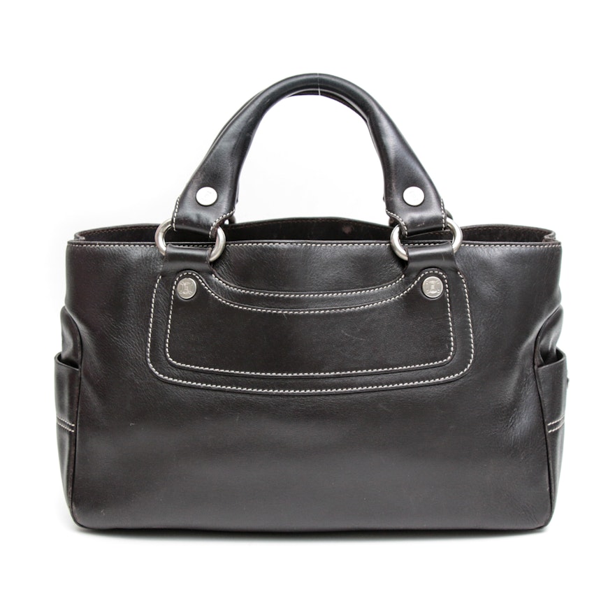 Céline Paris Leather Boogie Bag with Contrast Stitching