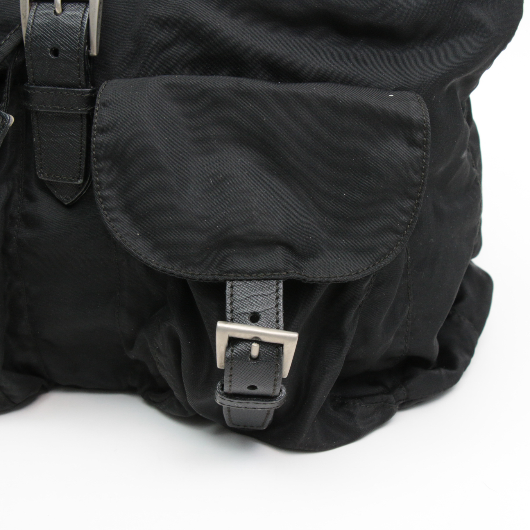 Prada Black Tessuto Nylon and Saffiano Leather Backpack Purse