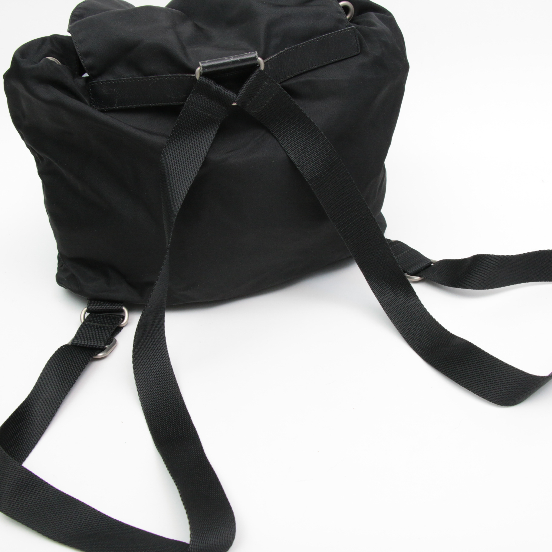 Prada Black Tessuto Nylon and Saffiano Leather Backpack Purse