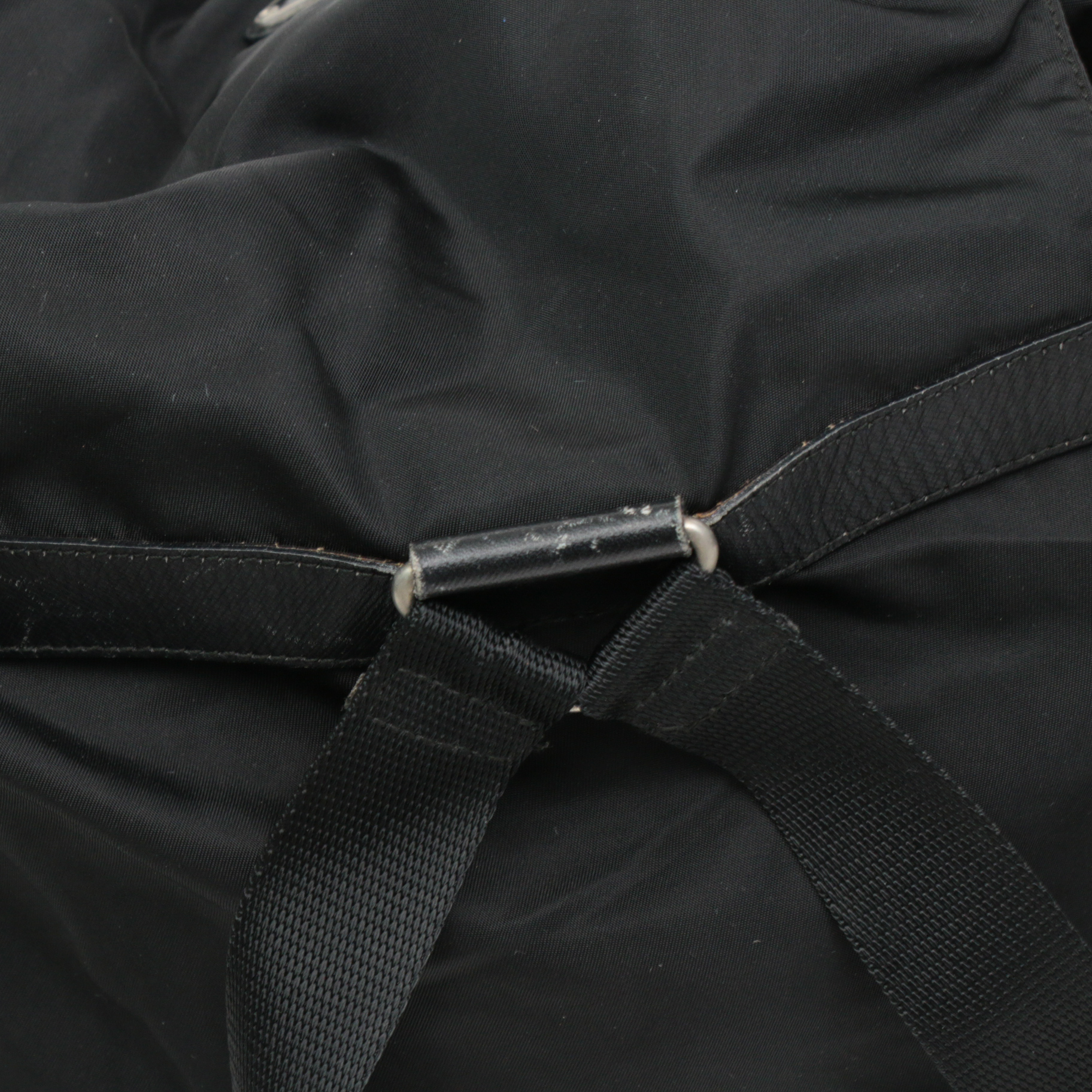 Prada Black Tessuto Nylon and Saffiano Leather Backpack Purse