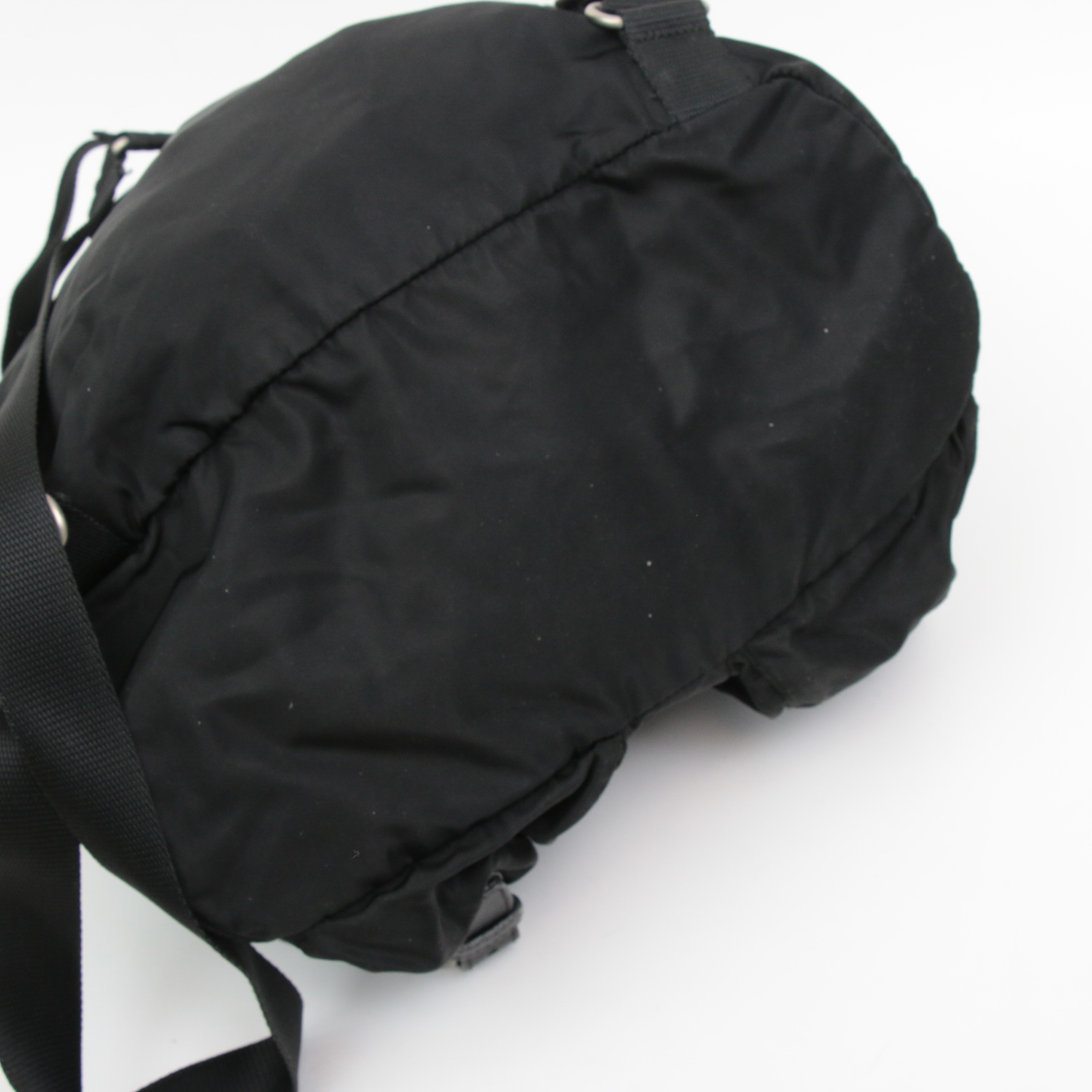 Prada Black Tessuto Nylon and Saffiano Leather Backpack Purse