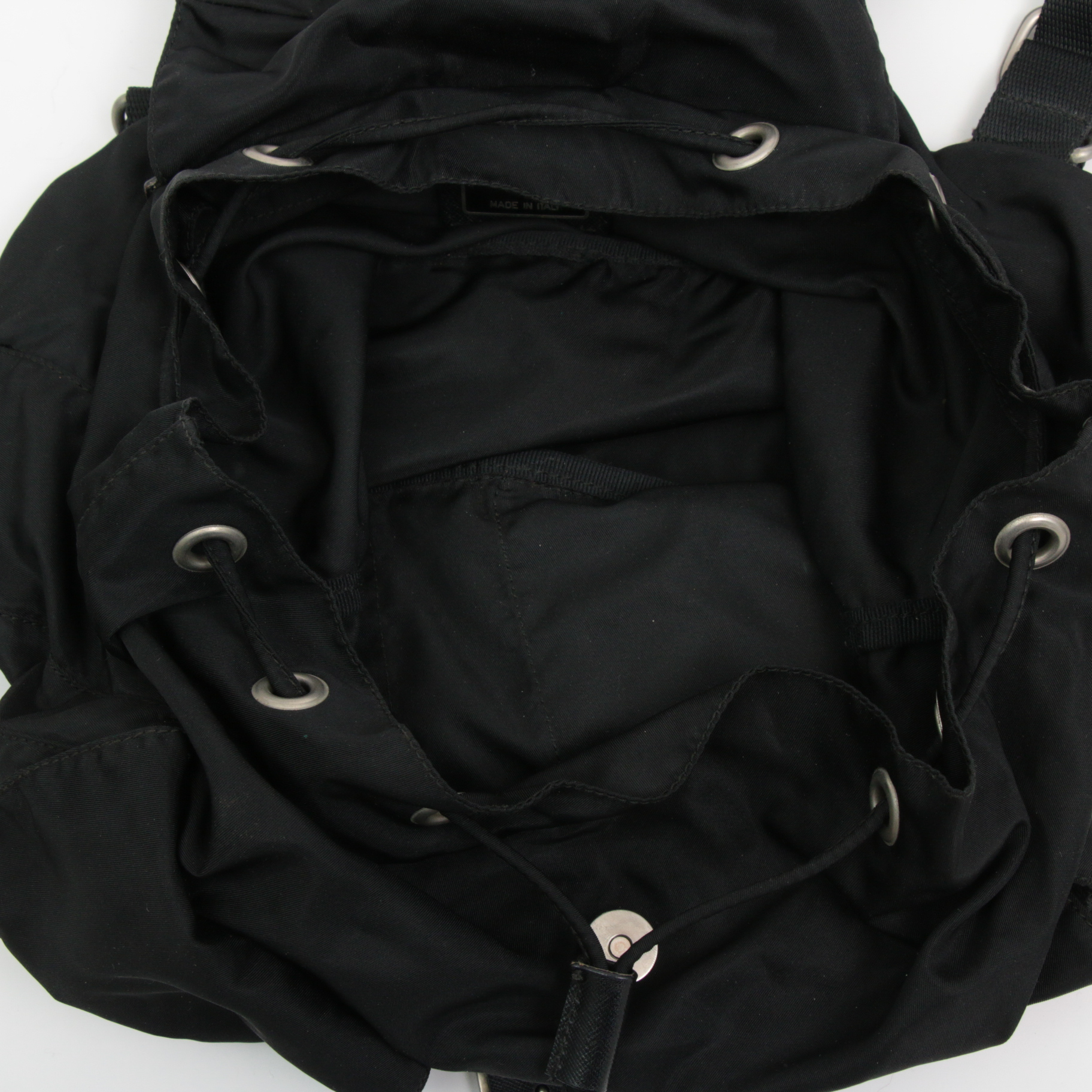 Prada Black Tessuto Nylon and Saffiano Leather Backpack Purse