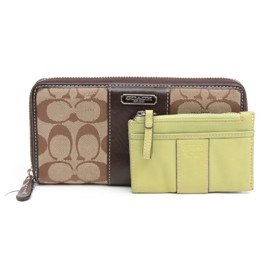 Coach Monogram Canvas and Leather Wallet and Coach Leather Coin Purse