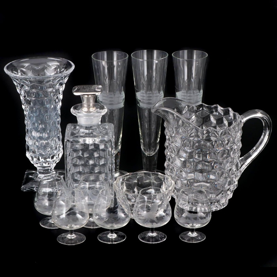 Fostoria "American Clear" Serveware with Etched Glass Stemware