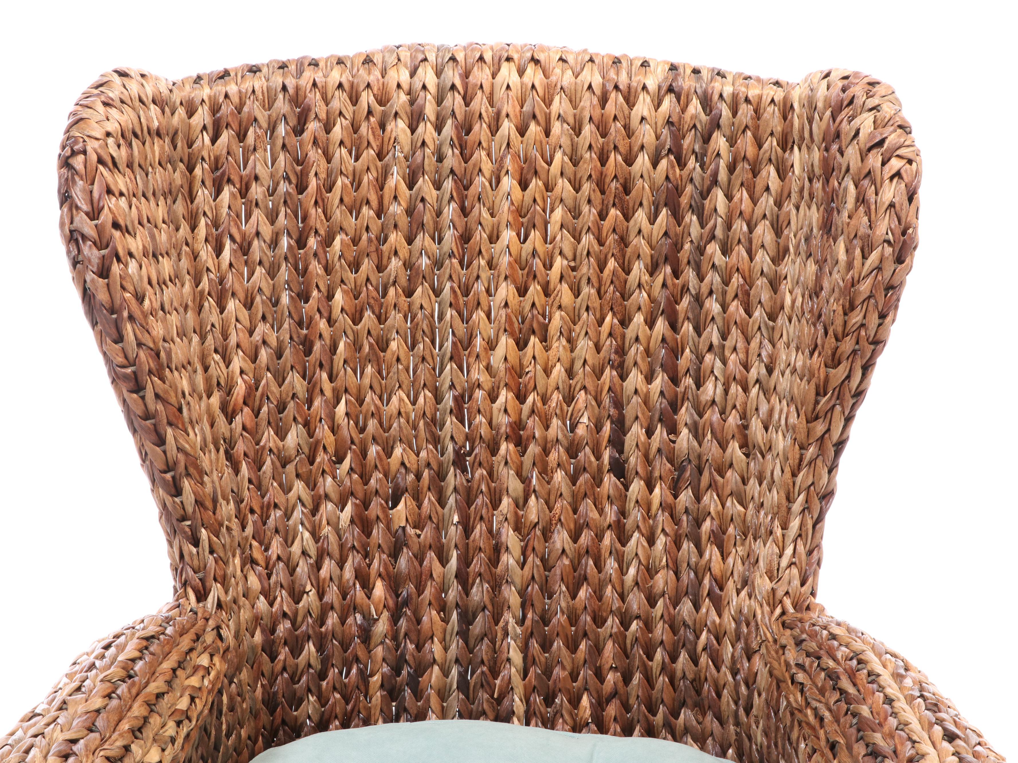 Pair of Pier 1 Imports Wicker Wingback Patio Armchairs