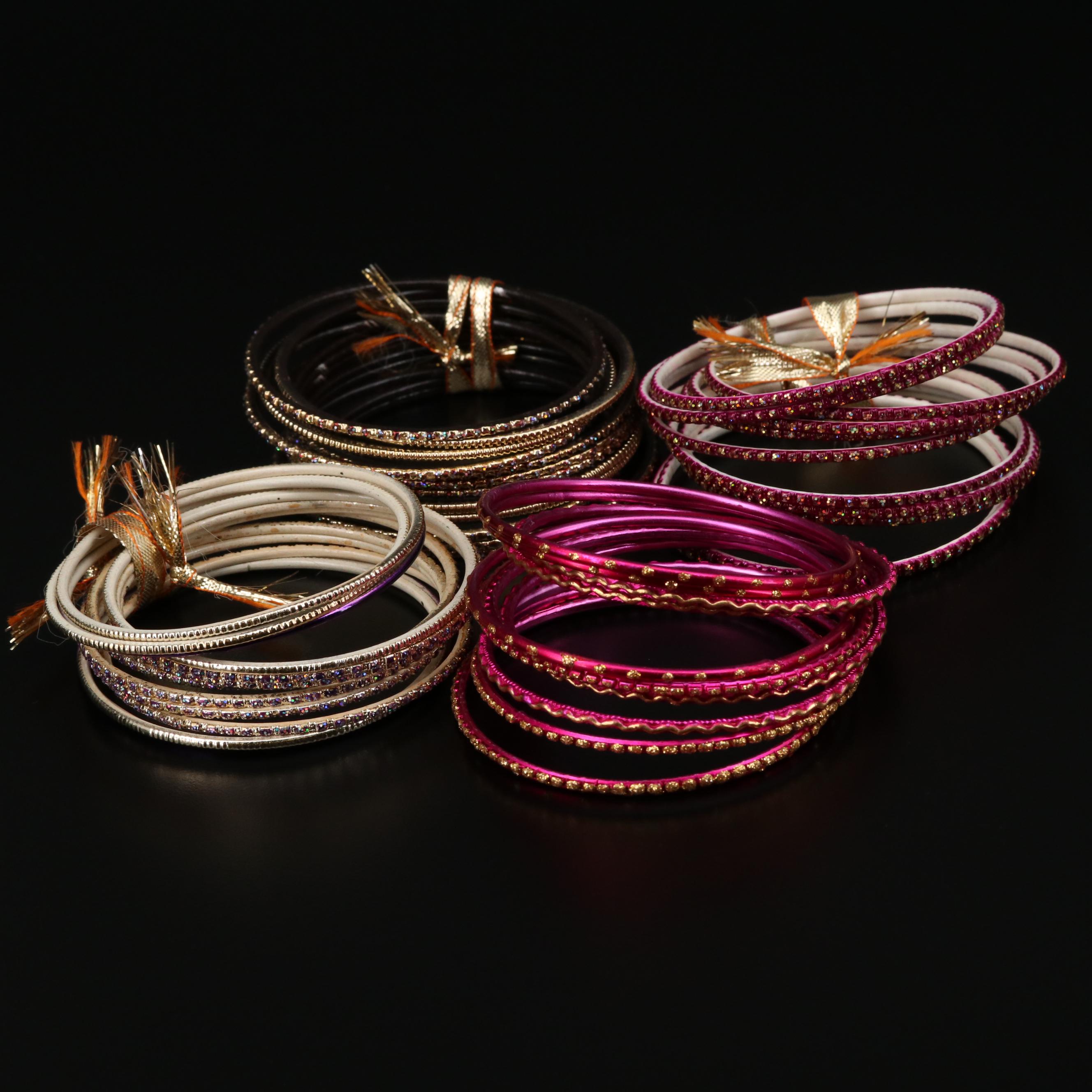 Pink and Gold Glitter Cuff Bracelets