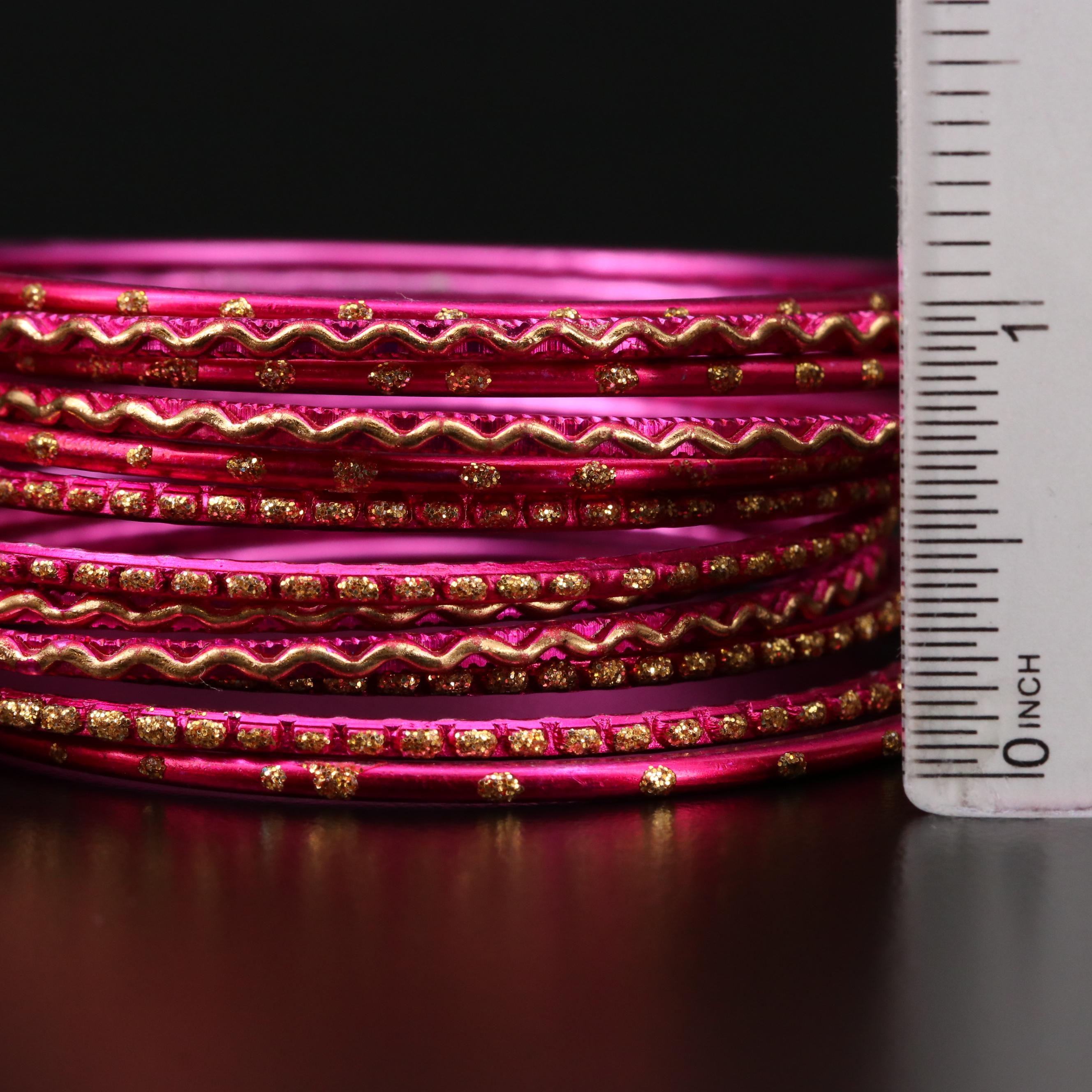 Pink and Gold Glitter Cuff Bracelets