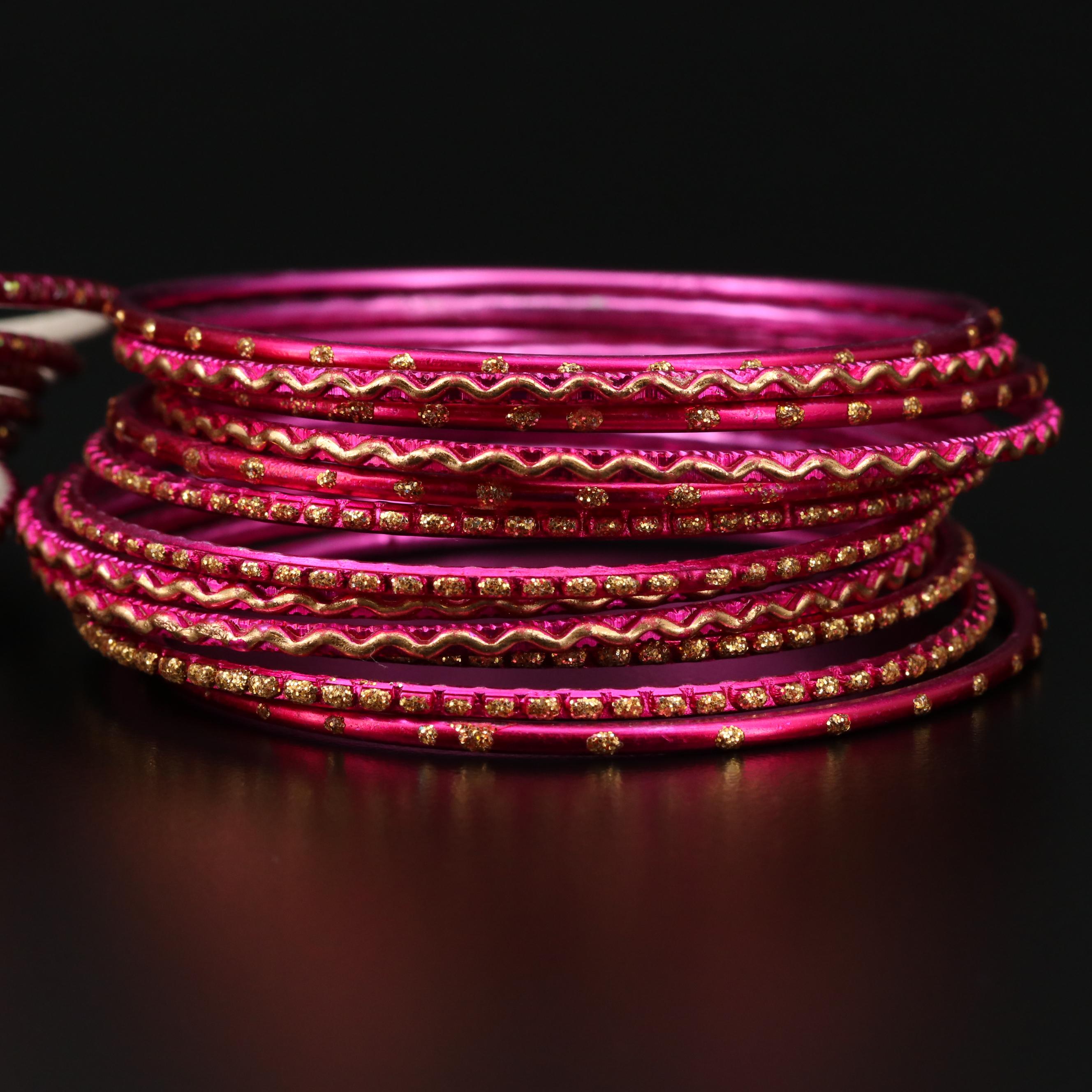 Pink and Gold Glitter Cuff Bracelets