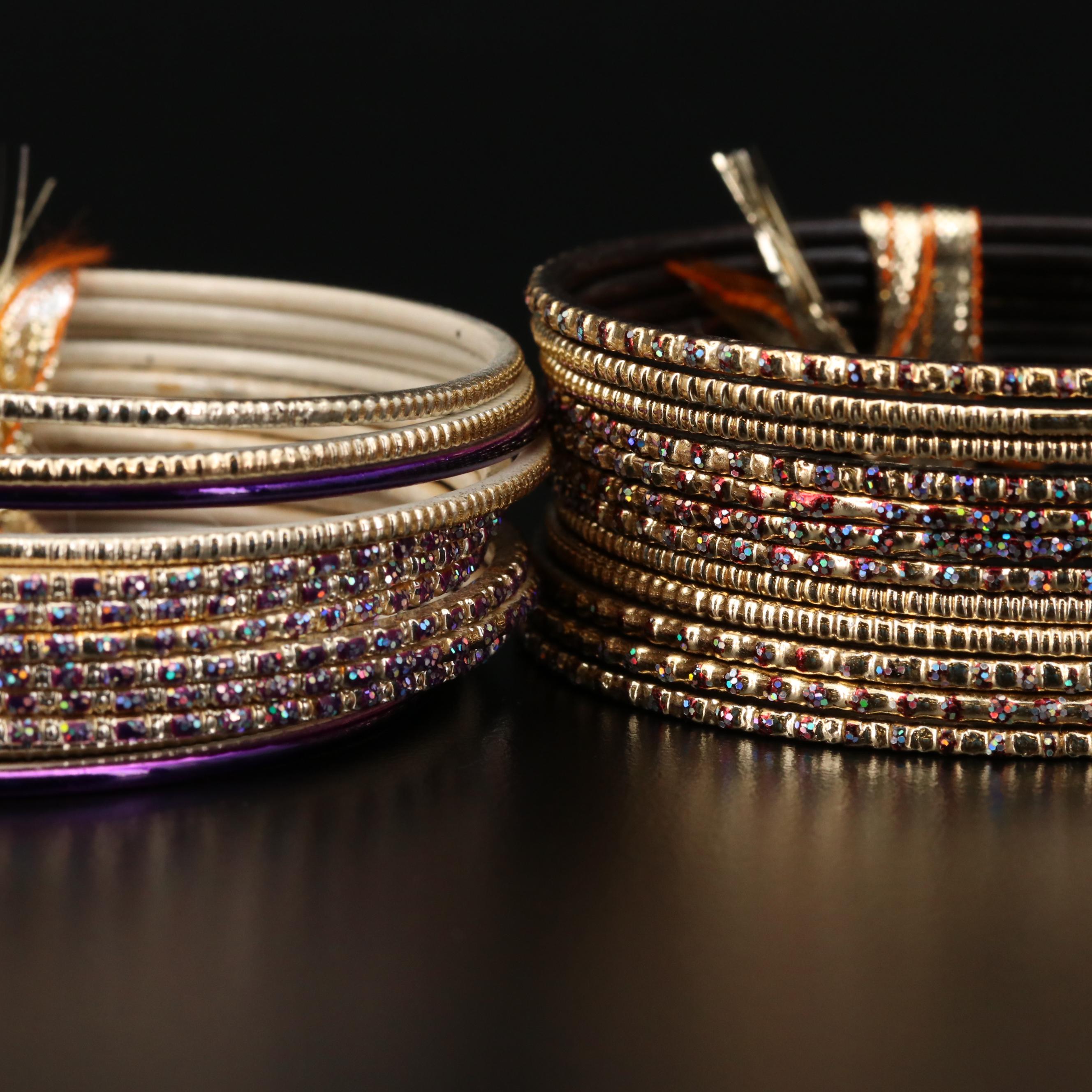 Pink and Gold Glitter Cuff Bracelets