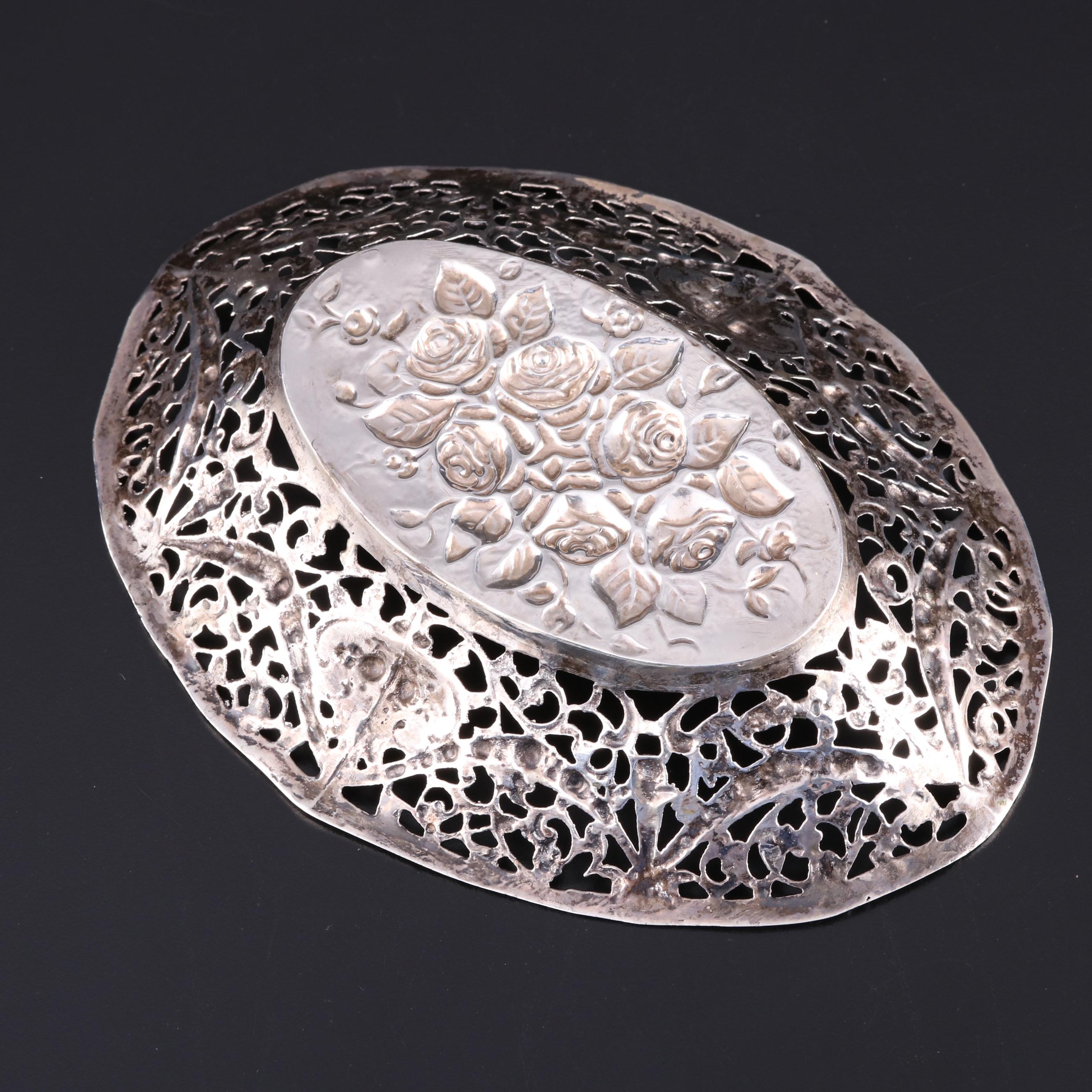 Israeli Ezada 800 Silver Reticulated Basket, 20th Century