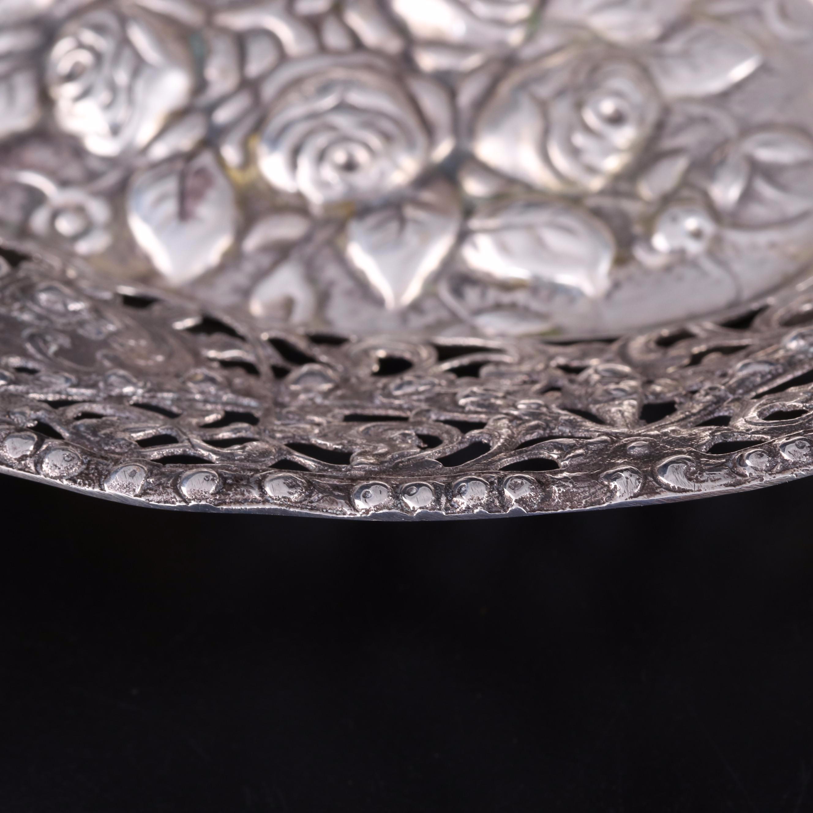 Israeli Ezada 800 Silver Reticulated Basket, 20th Century