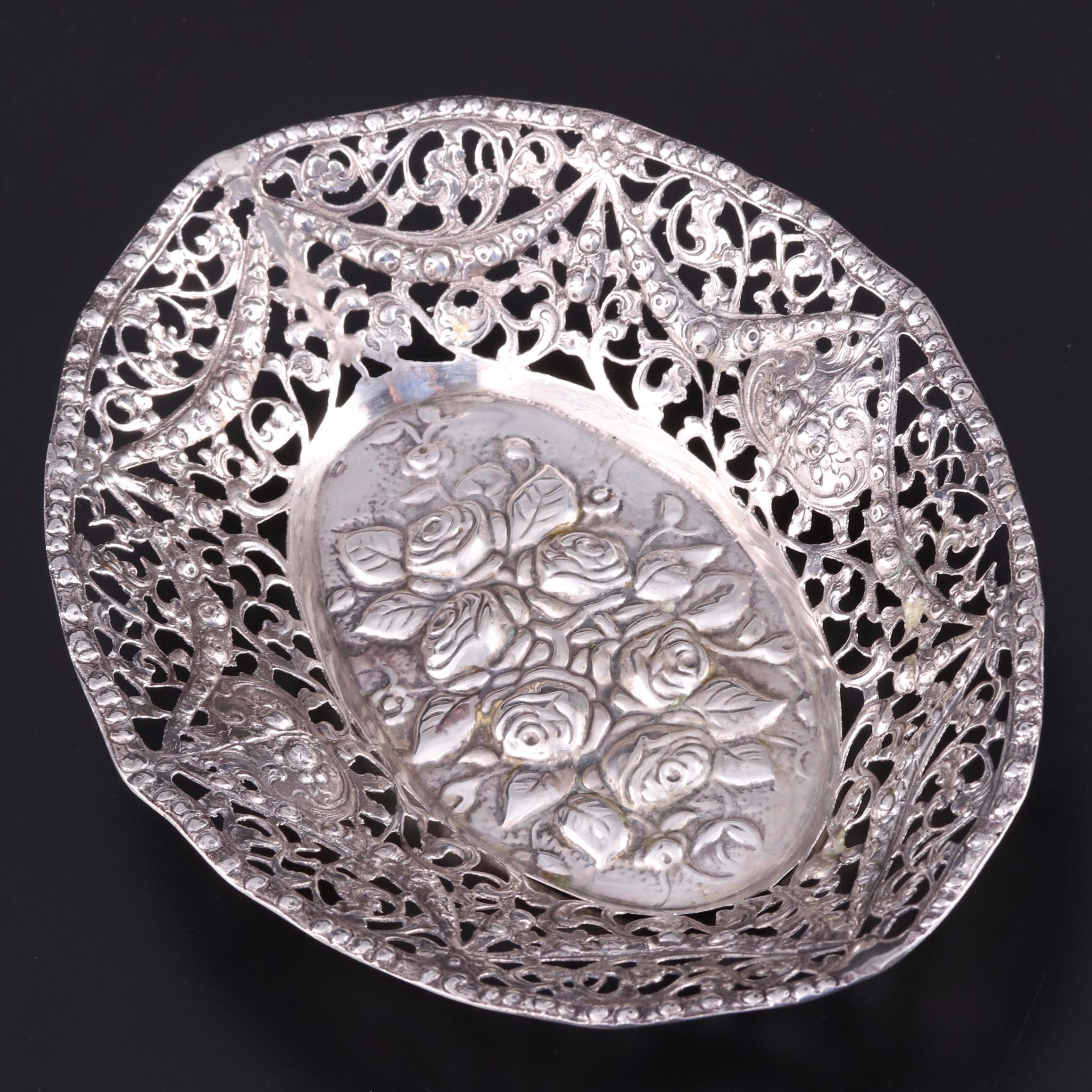 Israeli Ezada 800 Silver Reticulated Basket, 20th Century