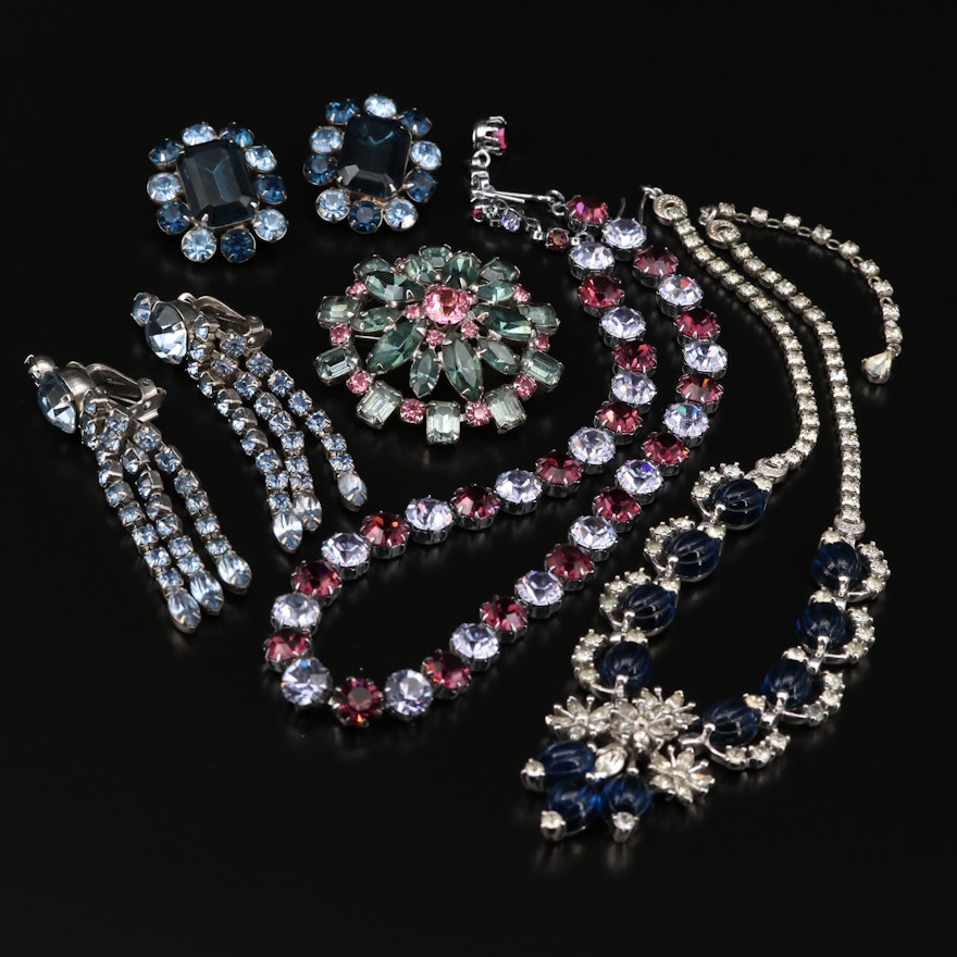 Assorted Rhinestone Jewelry Featuring Pennino Necklace