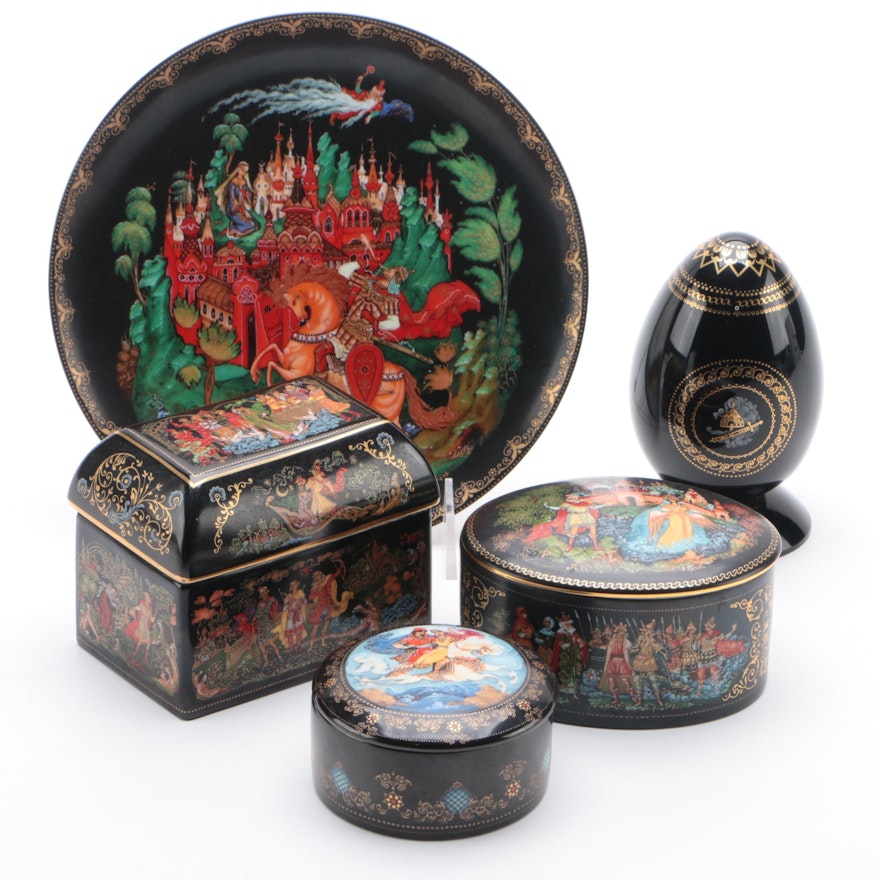 Bradford Exchange Russian Miniature Porcelain Trinket Boxes and other Decor