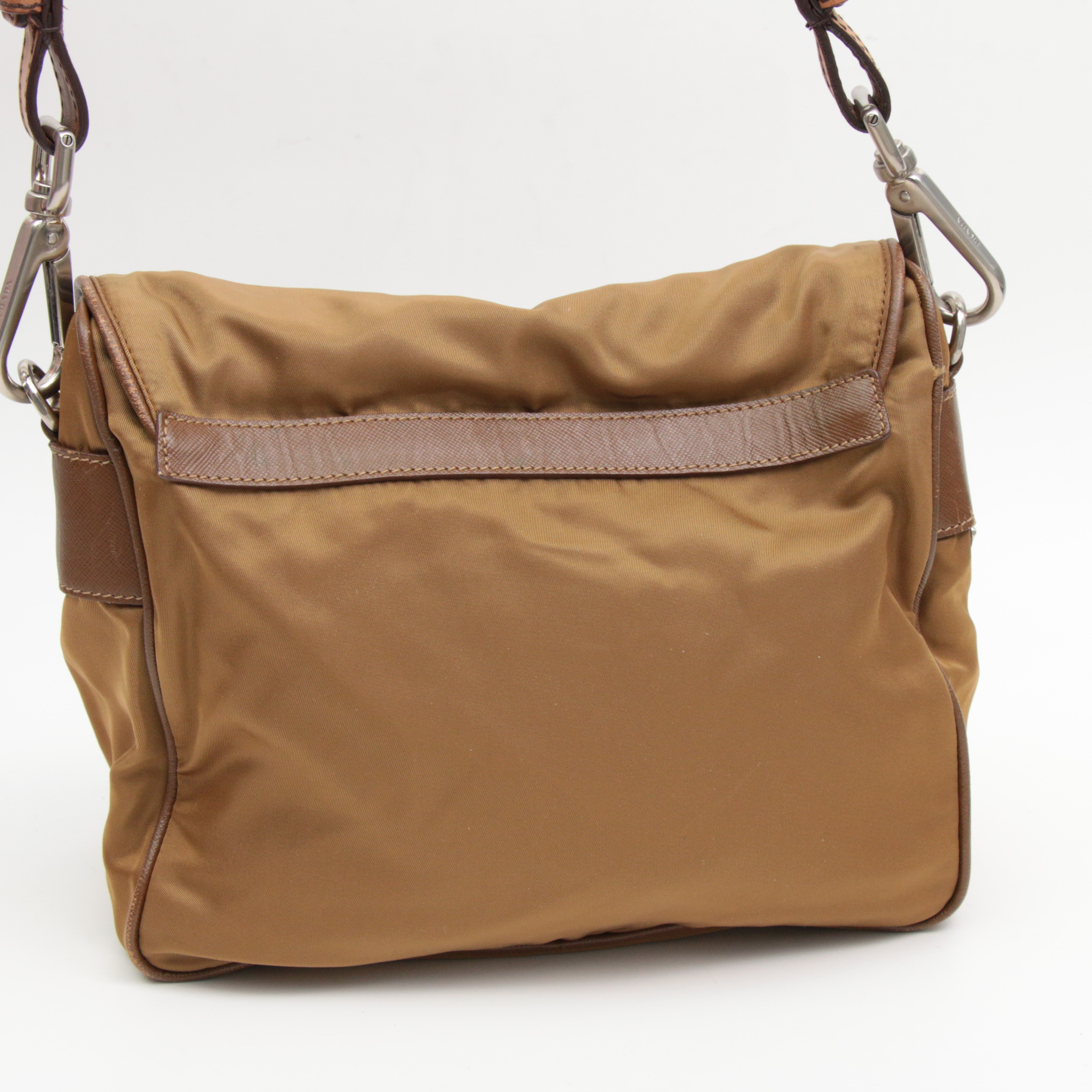 Prada Tessuto Nylon and Saffiano Leather Flap Front Shoulder Bag