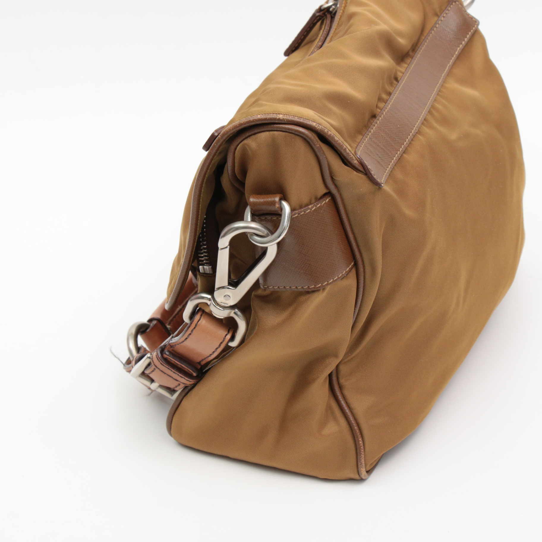 Prada Tessuto Nylon and Saffiano Leather Flap Front Shoulder Bag