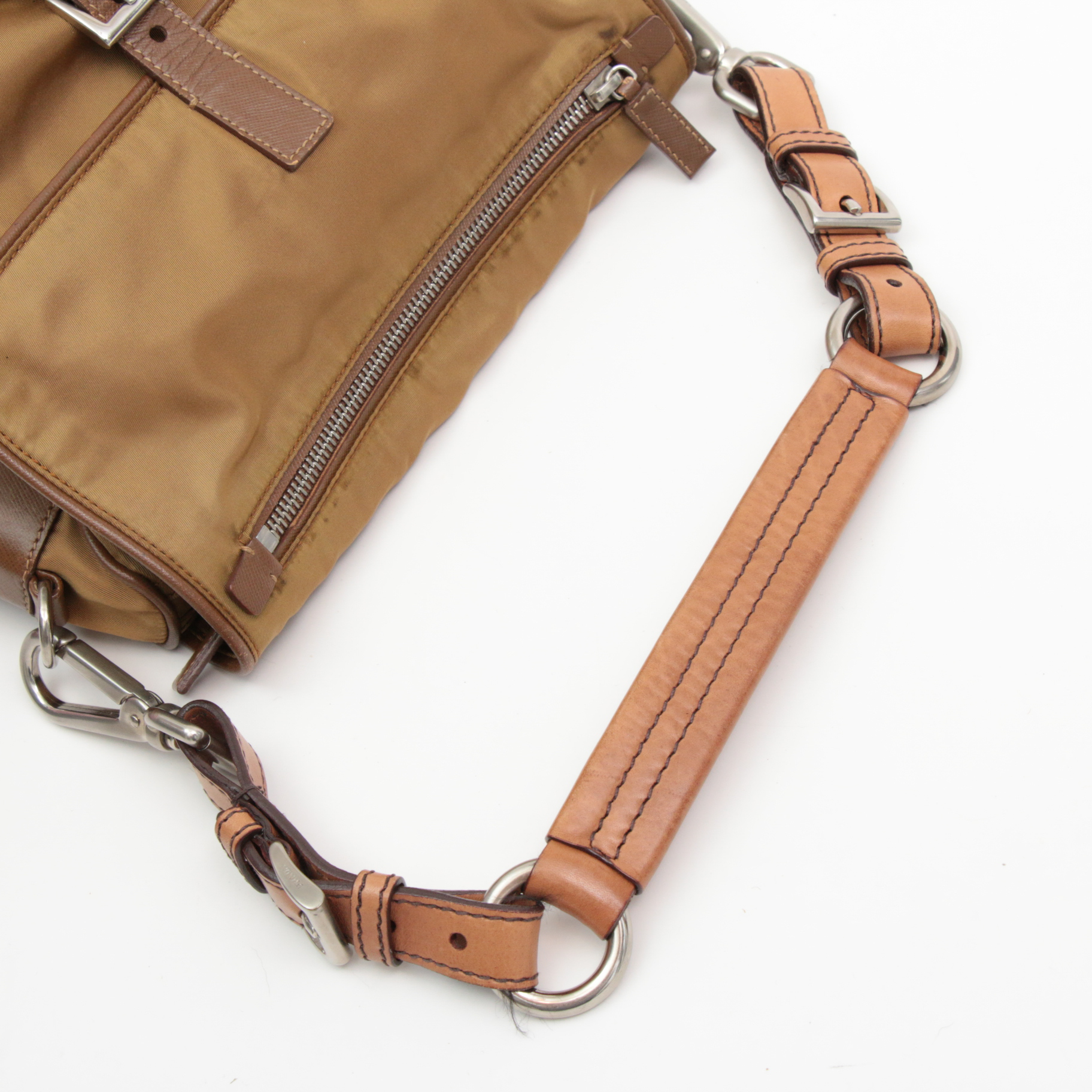 Prada Tessuto Nylon and Saffiano Leather Flap Front Shoulder Bag