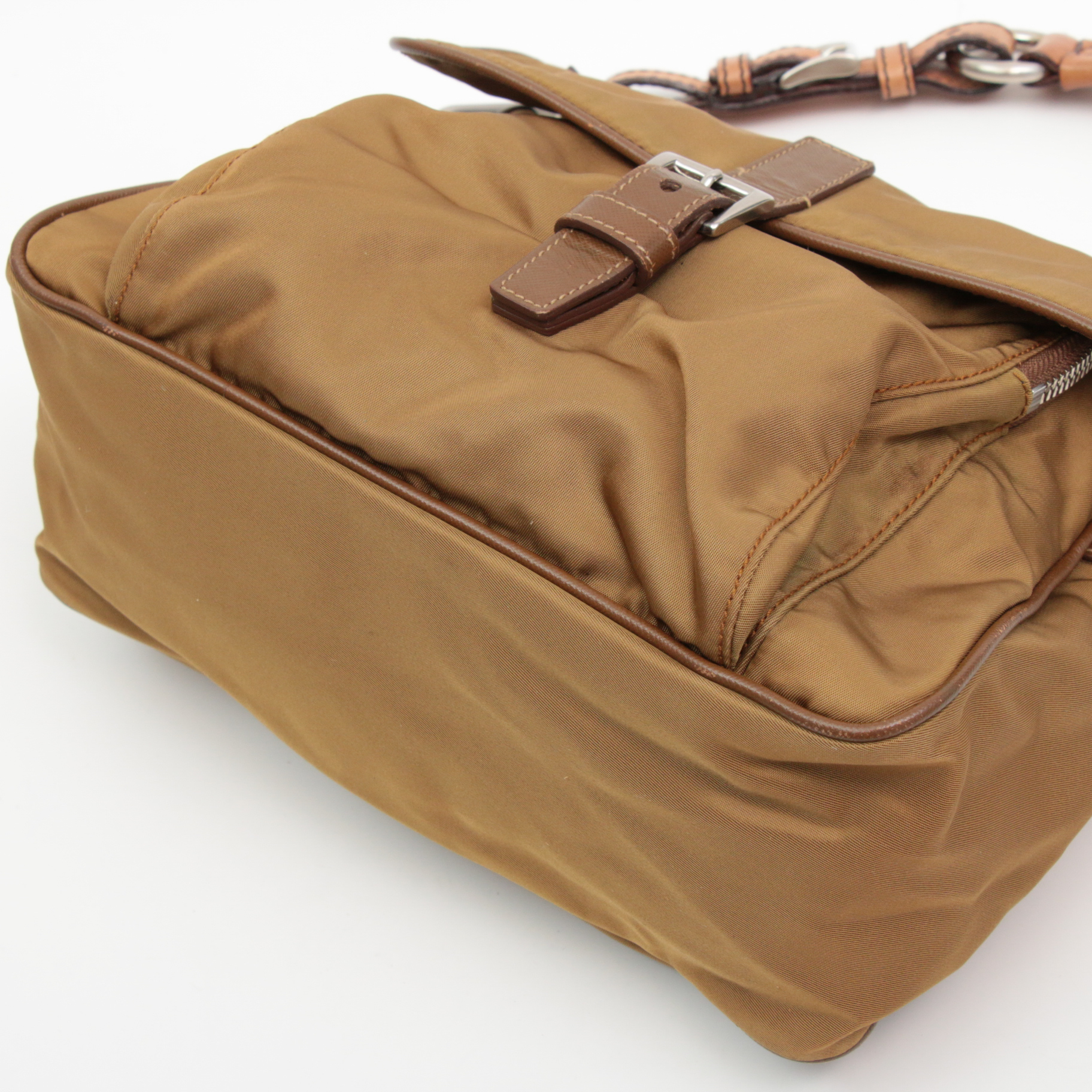 Prada Tessuto Nylon and Saffiano Leather Flap Front Shoulder Bag