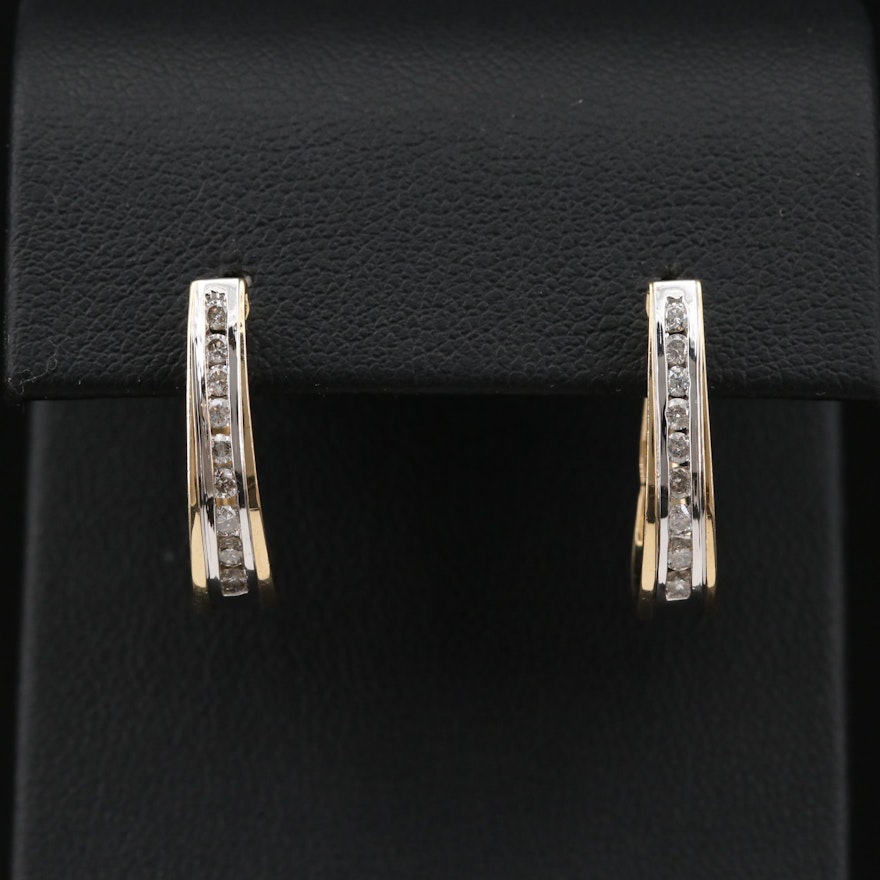 14K Diamond Hoop Earrings