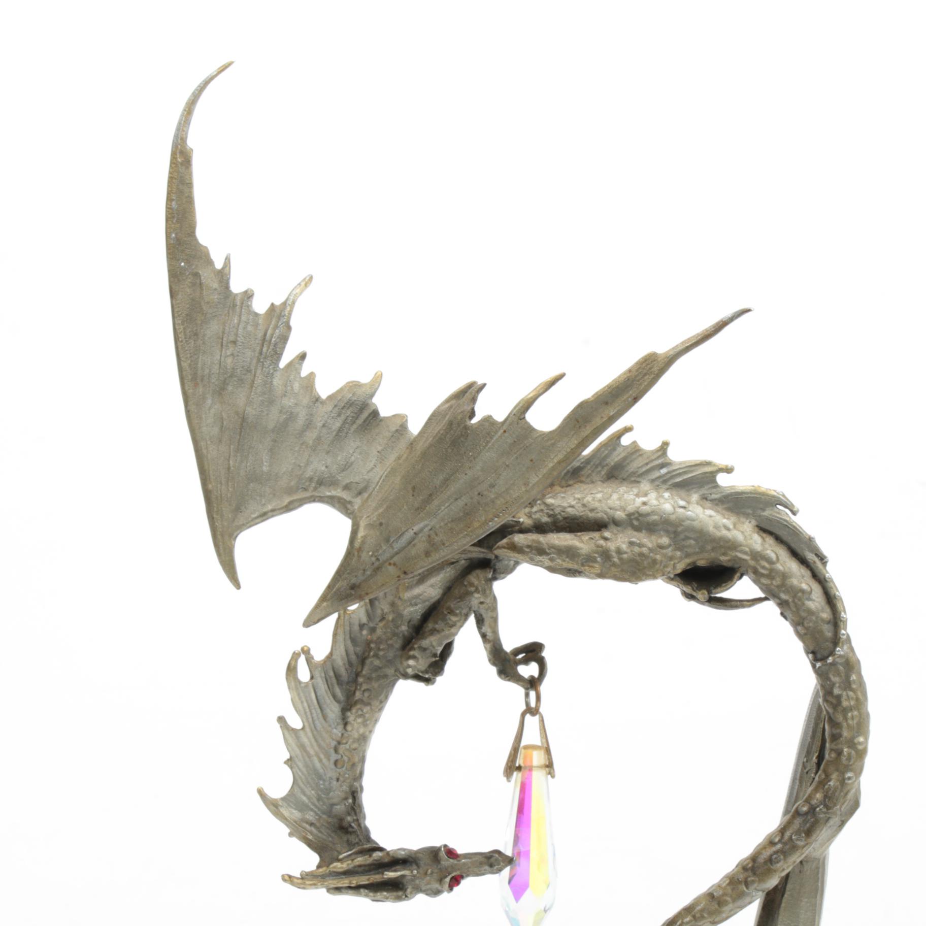 Perth Pewter Dragon Figurine with Prisms Designed by James Lane Casey, 1989