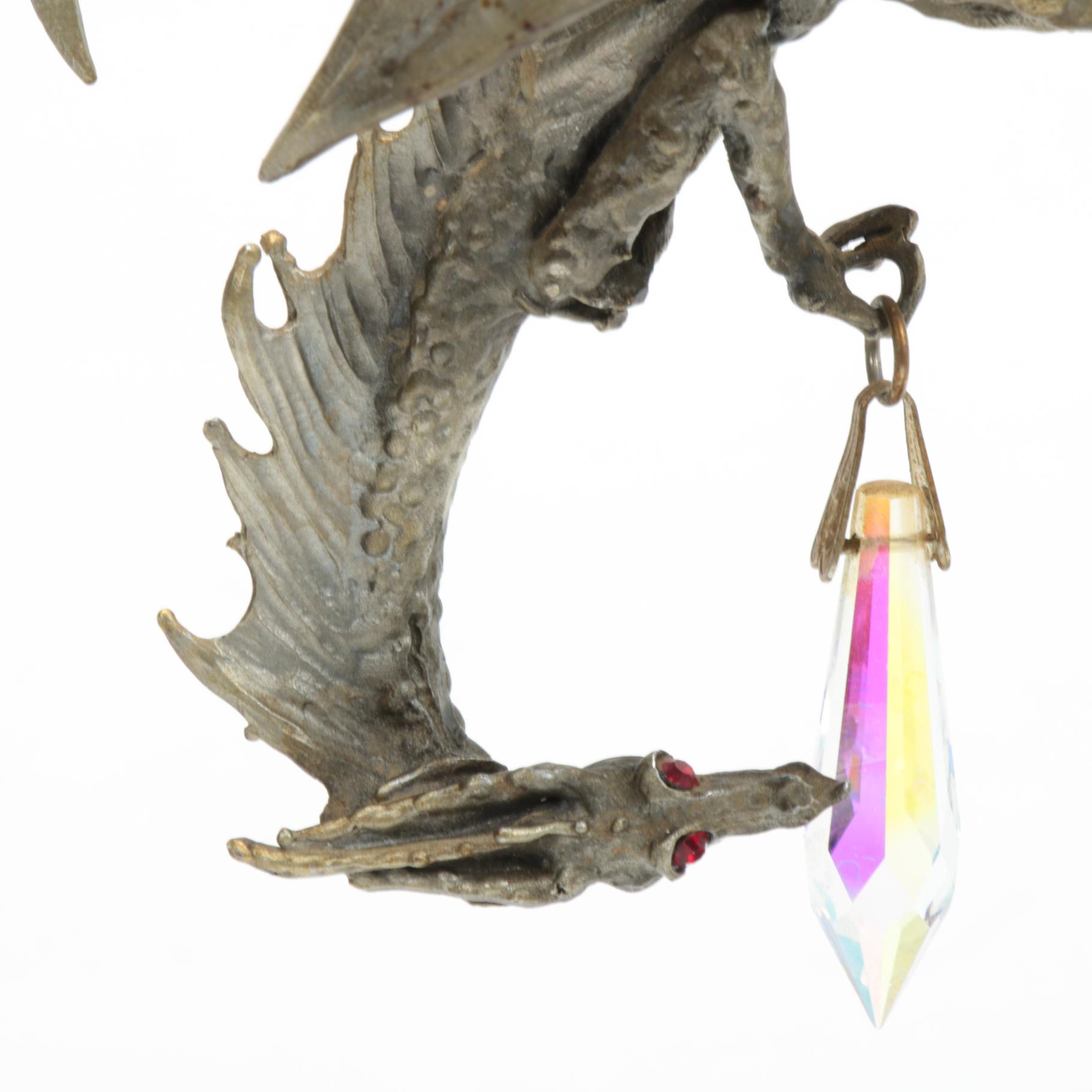 Perth Pewter Dragon Figurine with Prisms Designed by James Lane Casey, 1989