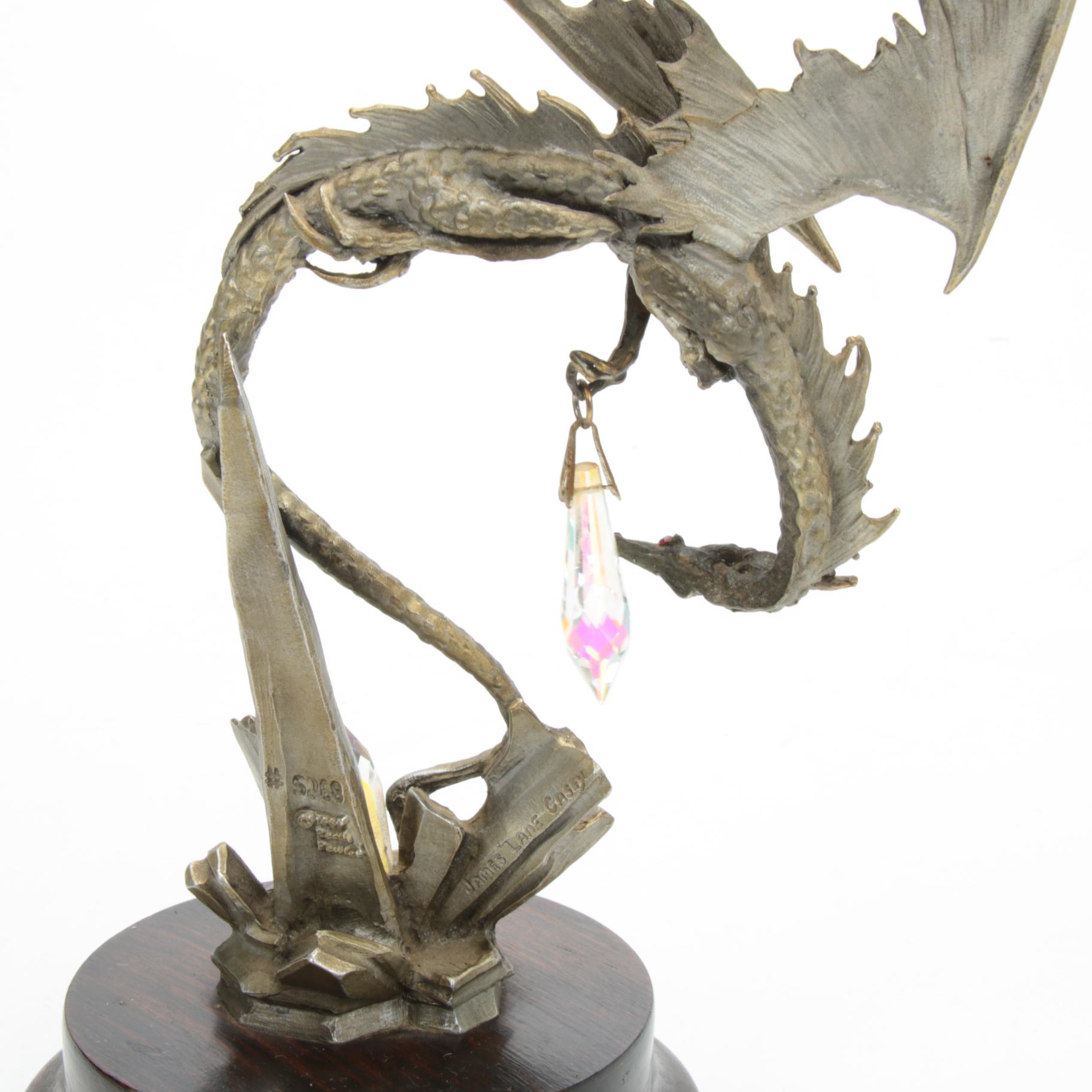 Perth Pewter Dragon Figurine with Prisms Designed by James Lane Casey, 1989