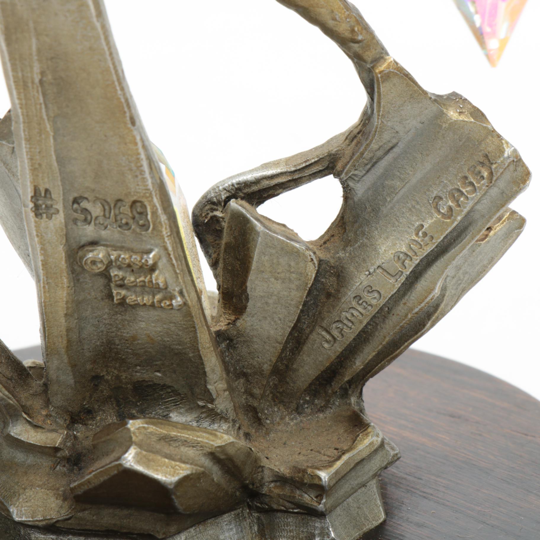 Perth Pewter Dragon Figurine with Prisms Designed by James Lane Casey, 1989