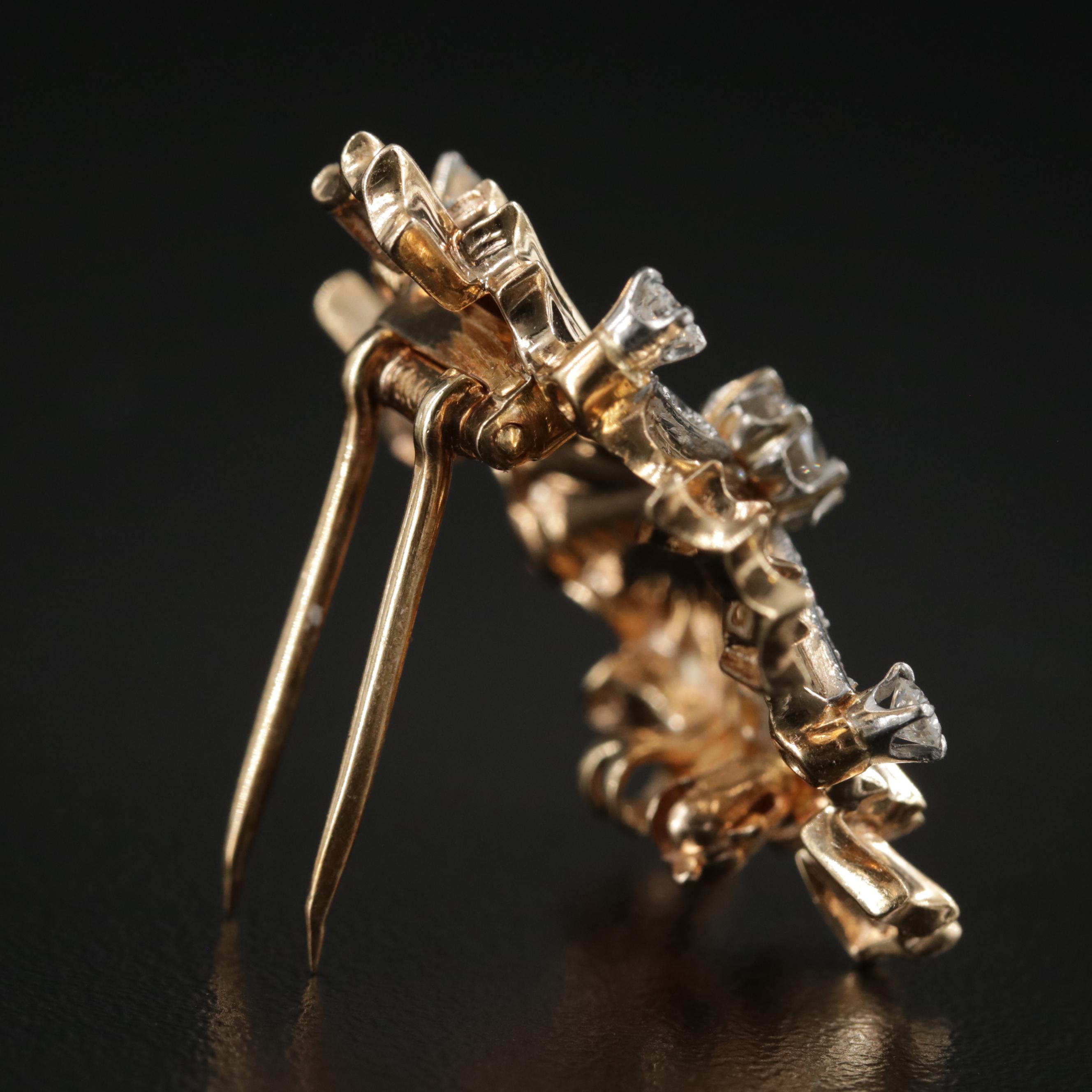 1940s Retro Tiffany & Co 14K Diamond Starburst Brooch