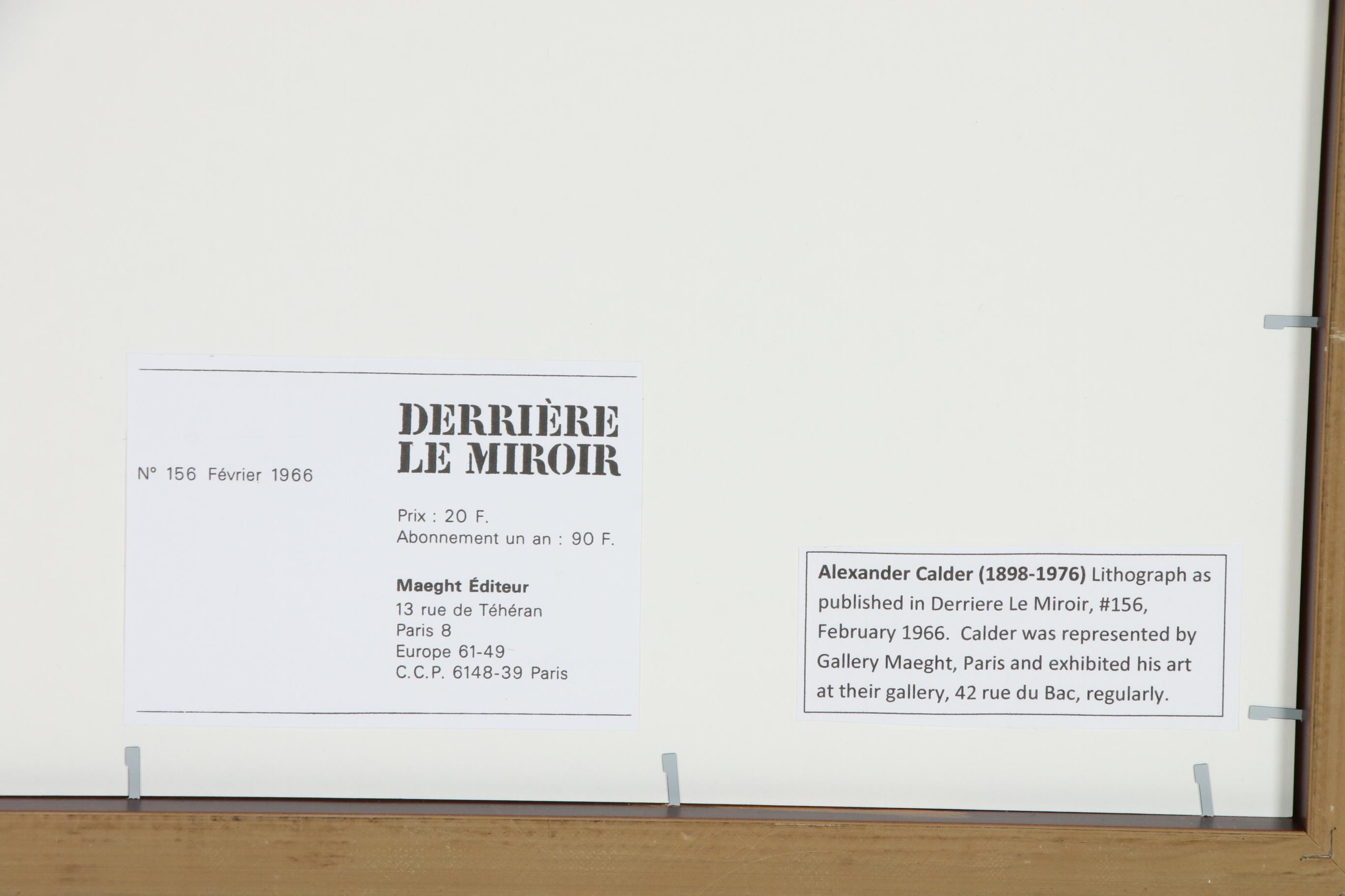 Alexander Calder Color Lithograph for "Derrière le Miroir", 1966