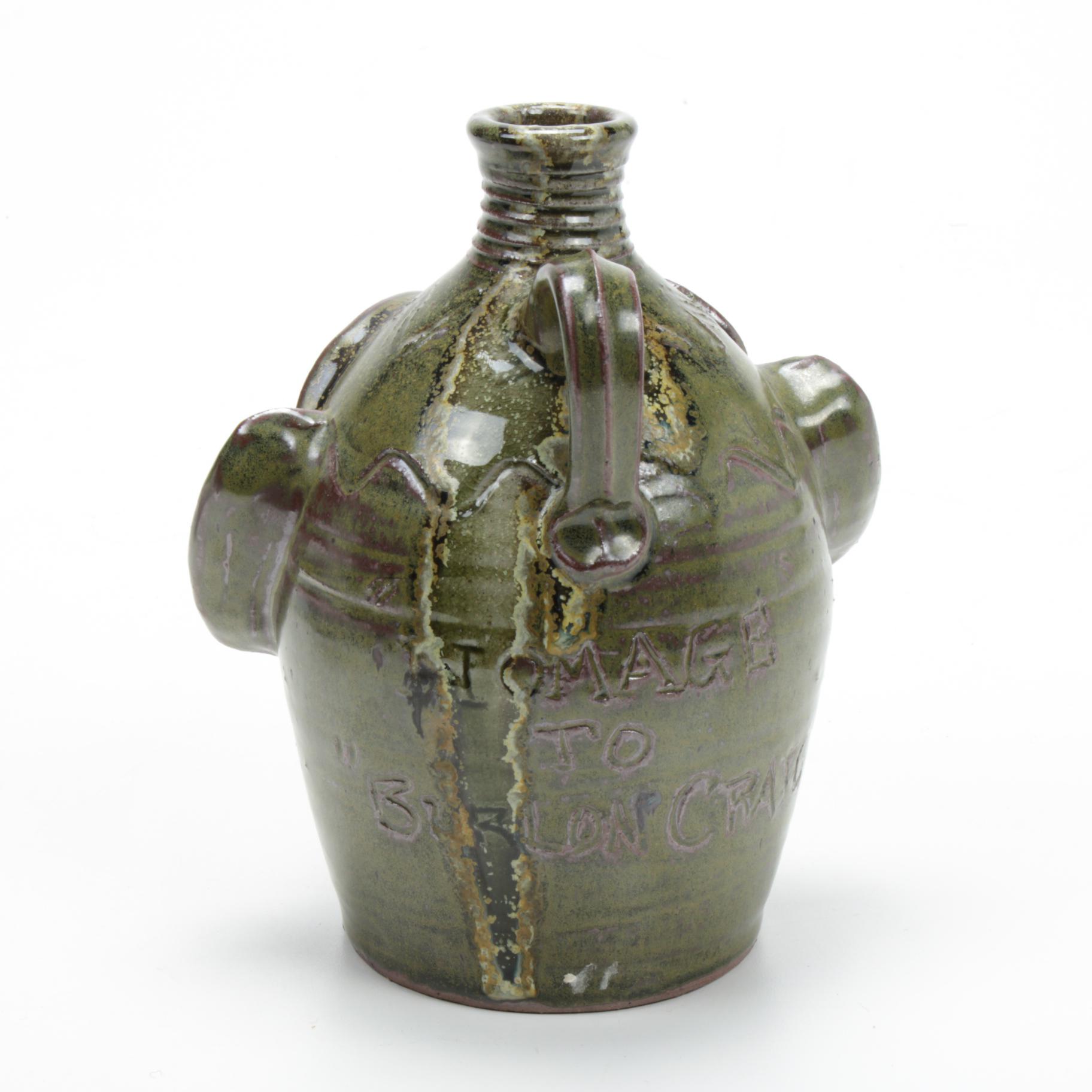 Randy Myers Pottery Earthenware Face Jug "Homage to Burlon Craig"