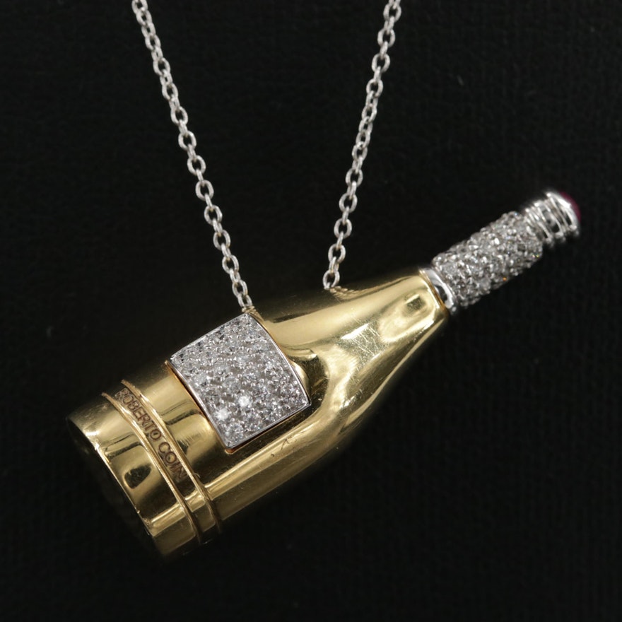 Roberto Coin 18K Gold Diamond Champagne Bottle Necklace