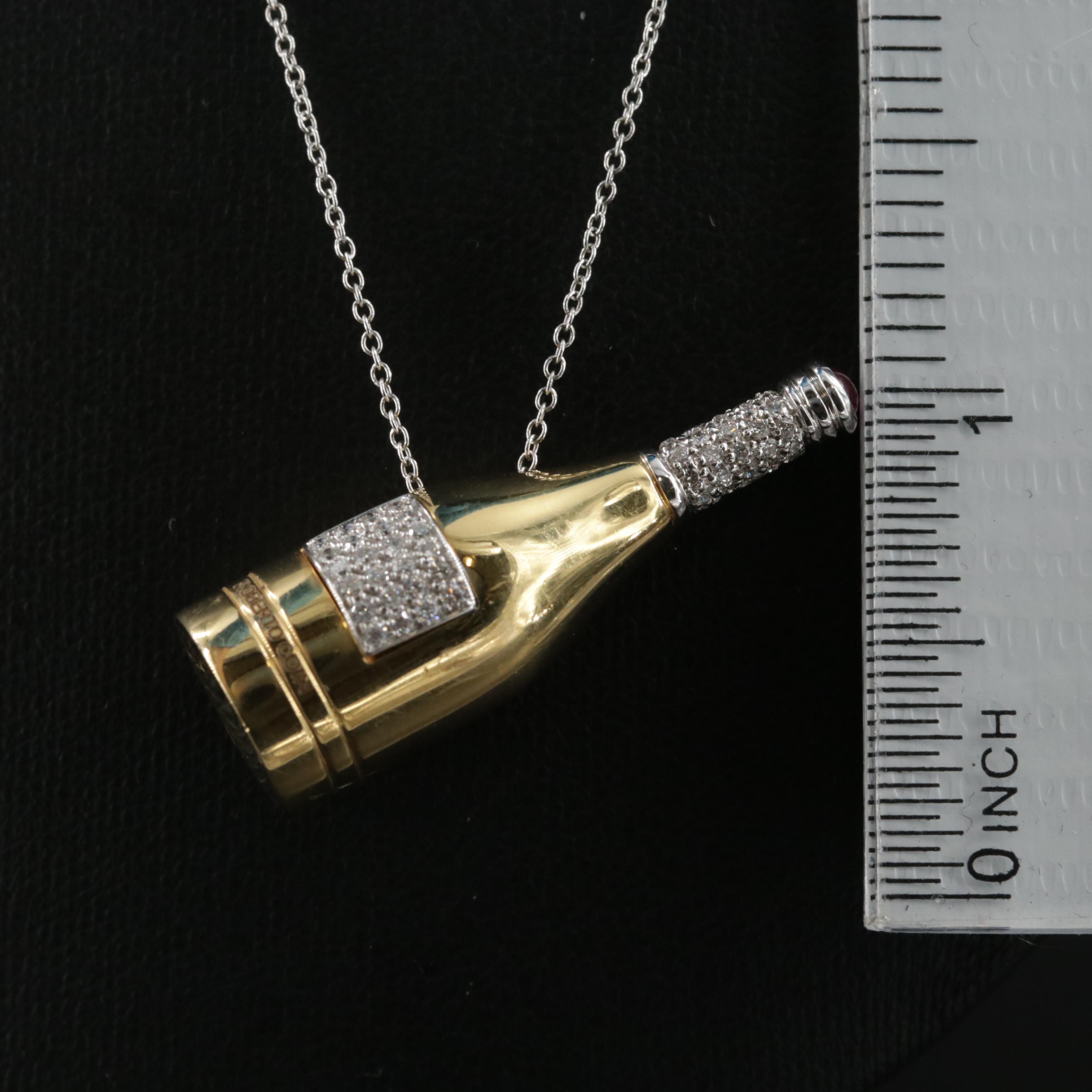 Roberto Coin 18K Gold Diamond Champagne Bottle Necklace