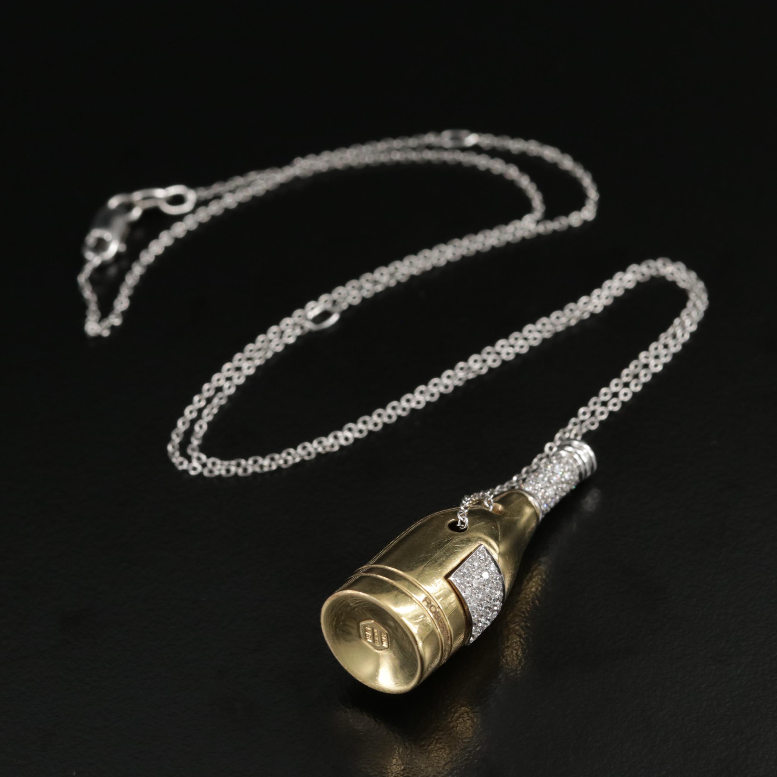 Roberto Coin 18K Gold Diamond Champagne Bottle Necklace