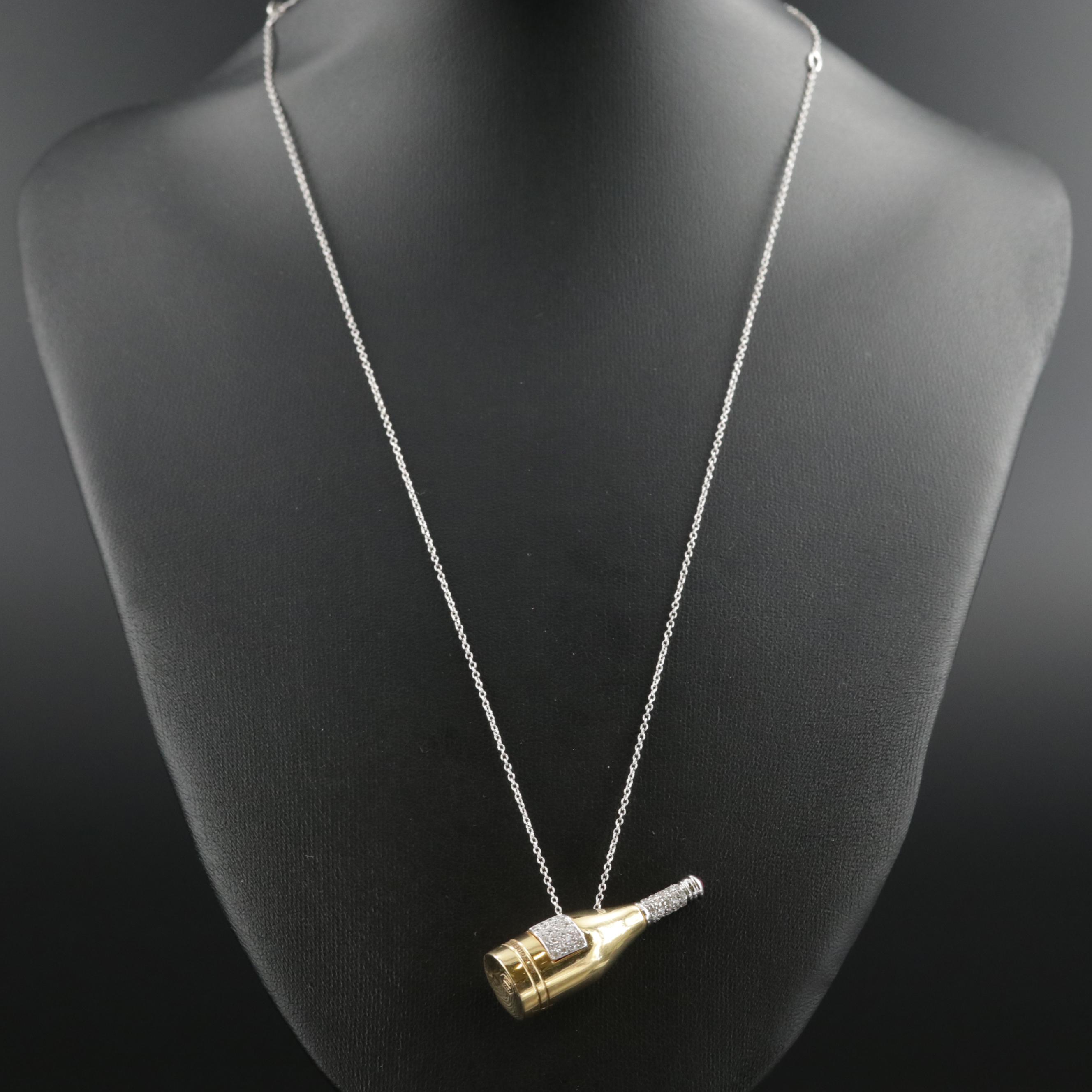 Roberto Coin 18K Gold Diamond Champagne Bottle Necklace