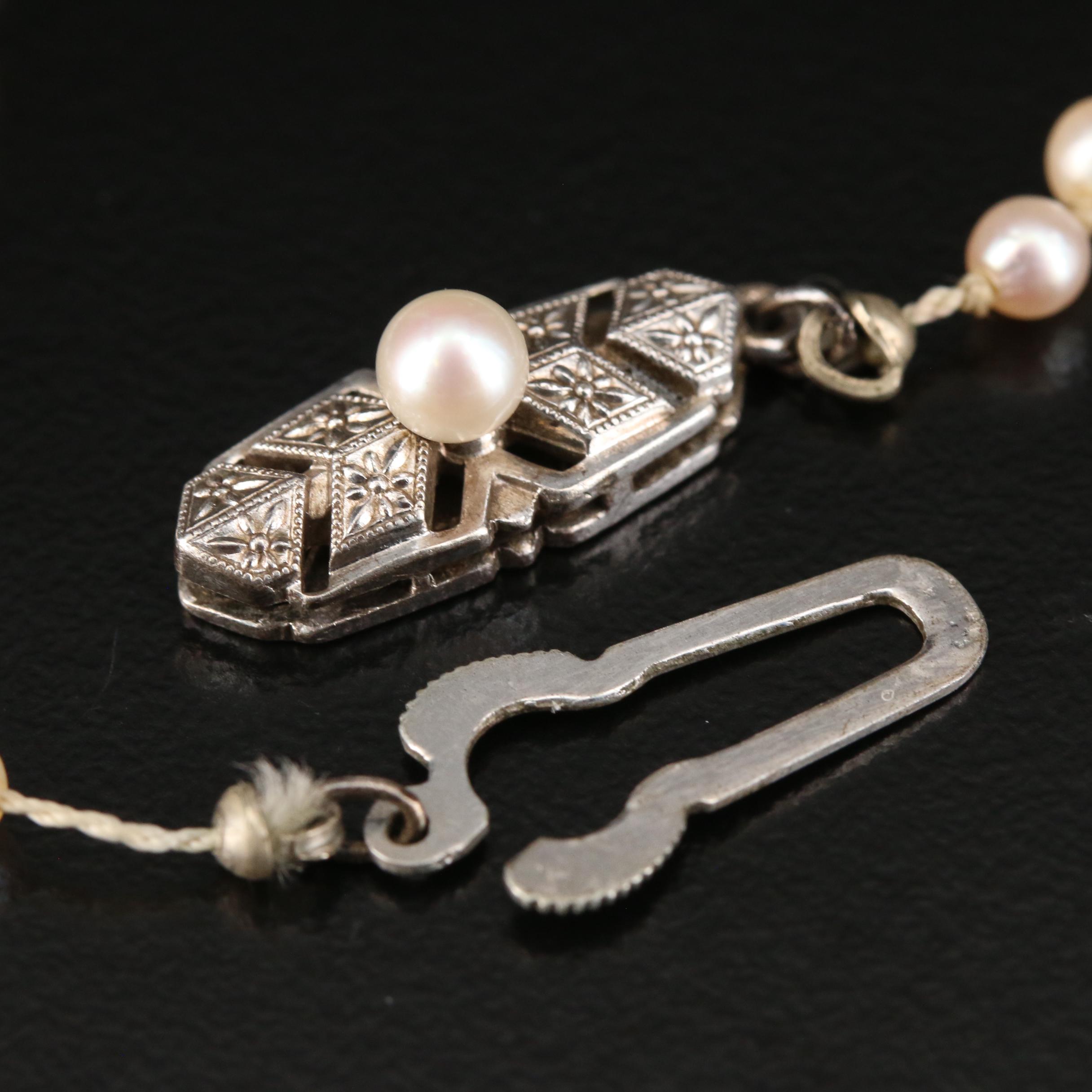 Vintage Mikimoto Graduated Cultured Pearl Strand Necklace with Sterling Clasp