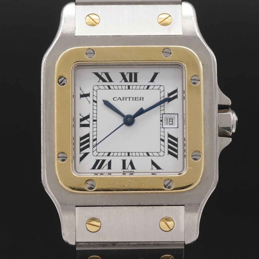 Cartier Santos DeGalbee Automatique 18K Gold and Stainless Steel Wristwatch