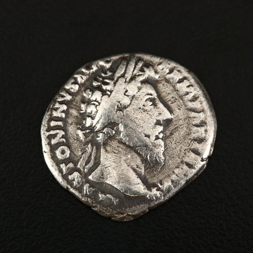 Ancient Roman Imperial AR Denarius of Marcus Aurelius, ca. 168 A.D.