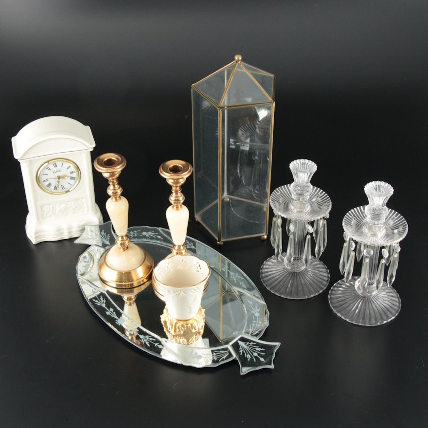 Belleek, Lenox, and Other Candlesticks and Vanity Decor