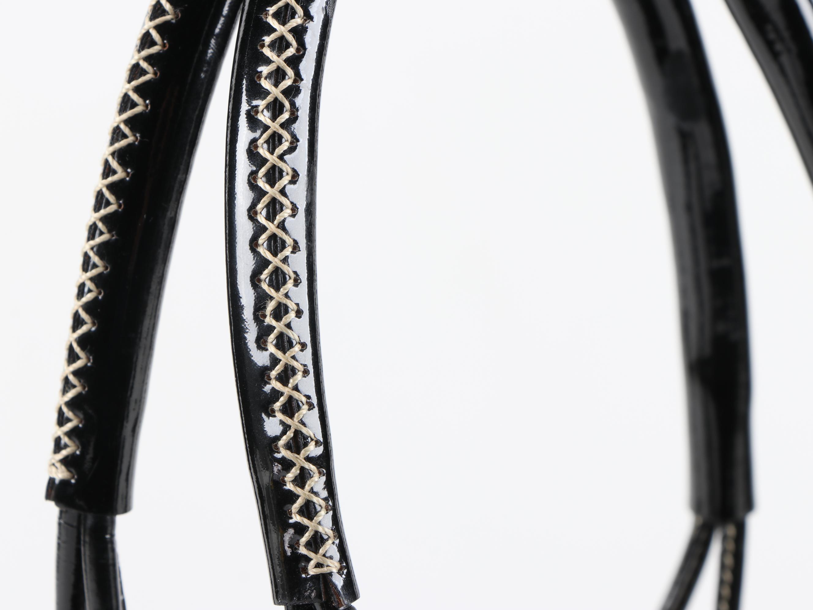 Prada Nero Tessuto Nylon and Patent Leather Shoulder Bag with Contrast Stitching