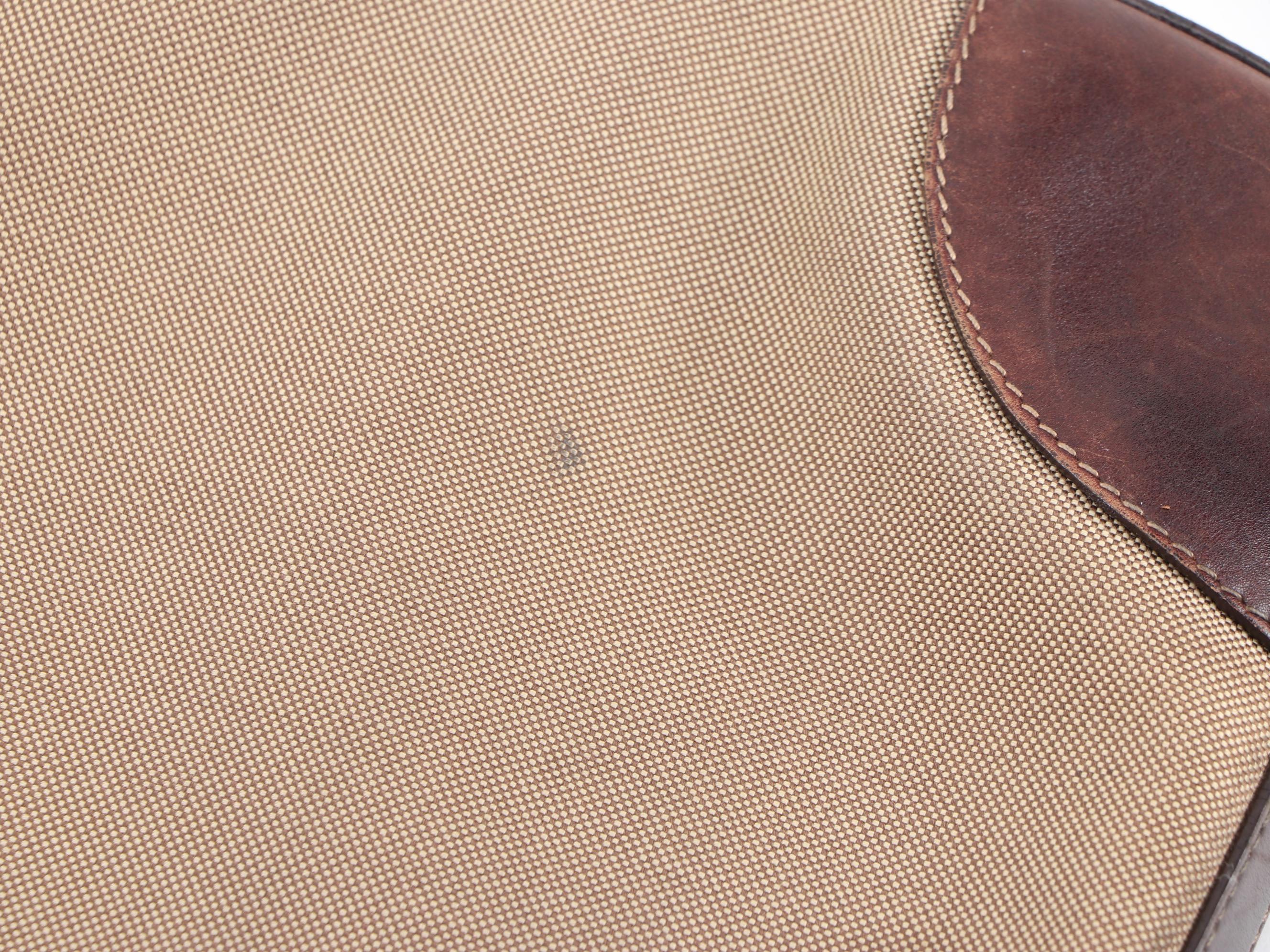 Prada Canapa Canvas Shoulder Bag with Mahogany Brown Leather Trim