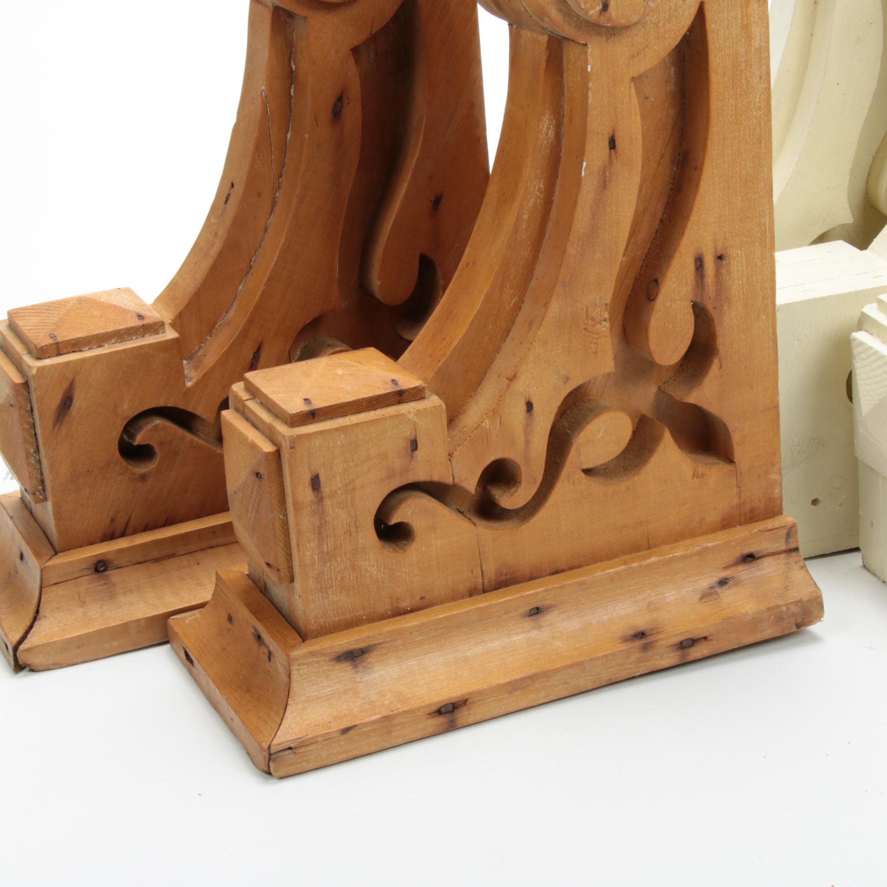 Carved Wooden Architectural Cornice Brackets