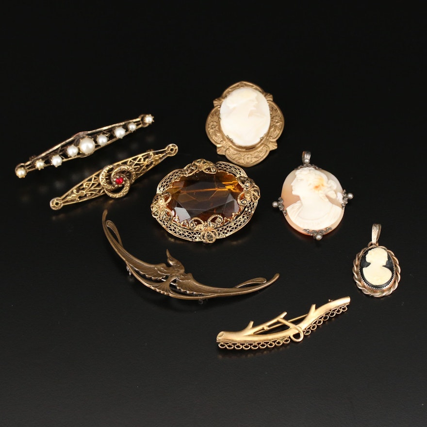 Antique and Vintage Brooches and Pendant Including Forstner