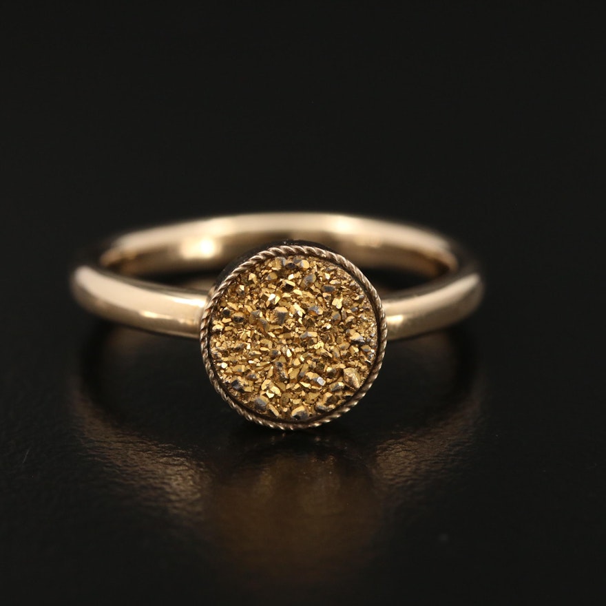 14K Yellow Gold Druzy Ring