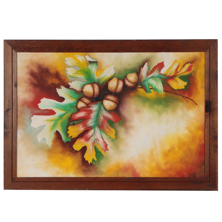 Autumnal Oil Painting of Acorns