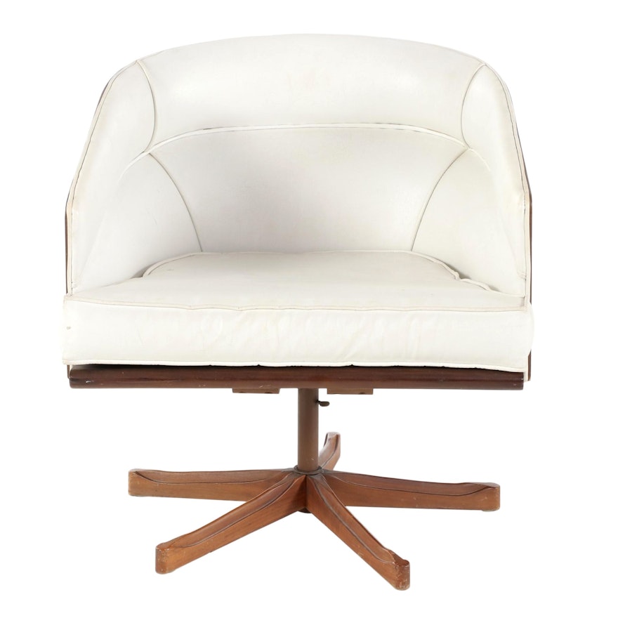 Kodawood Mid Century Modern Laminated Walnut Swivel Lounge Chair