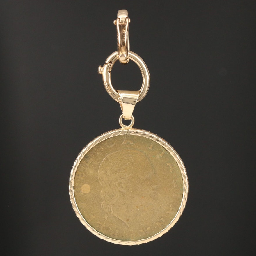 14K Gold Pendant with 1995 Italian 200 Lire Coin