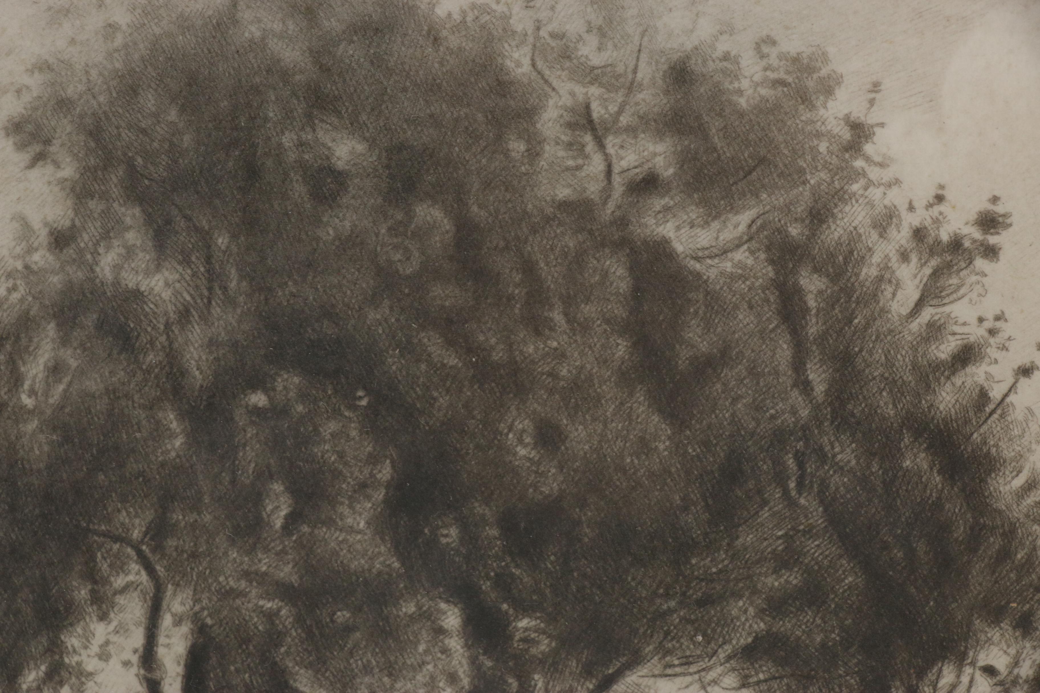 Antoine Monnier Etching After Jean Baptiste Camille Corot "Paysage", 1915