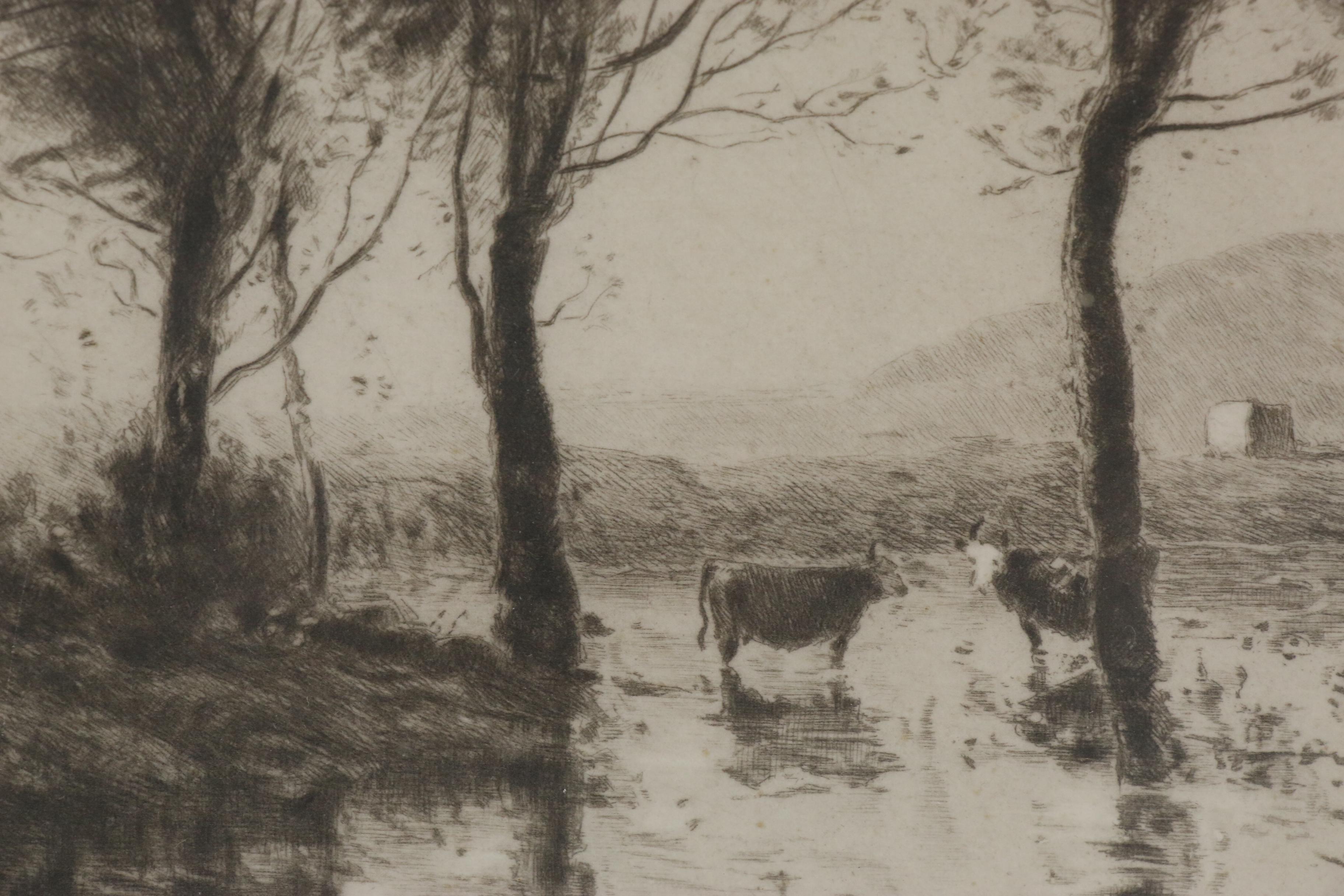 Antoine Monnier Etching After Jean Baptiste Camille Corot "Paysage", 1915