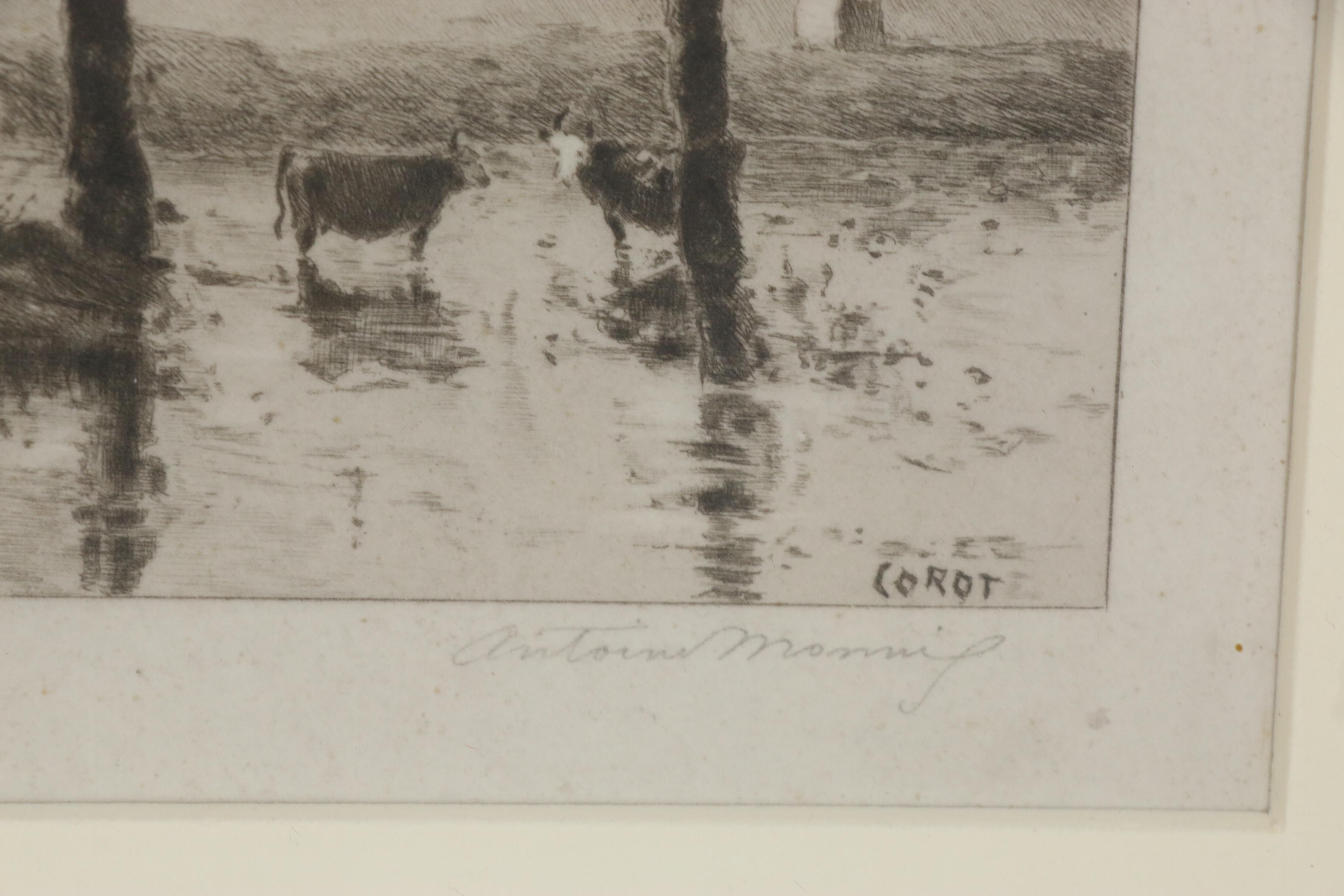 Antoine Monnier Etching After Jean Baptiste Camille Corot "Paysage", 1915