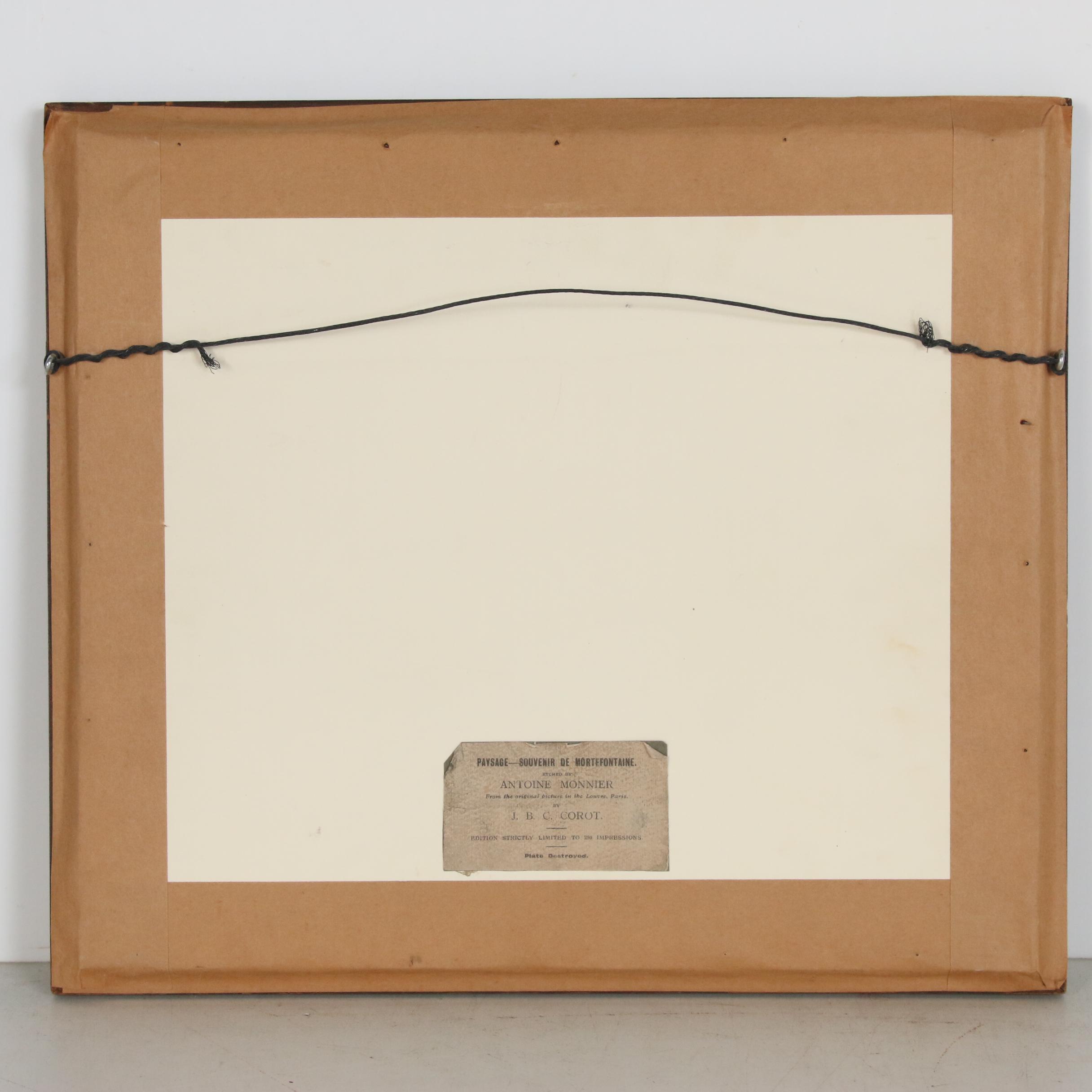 Antoine Monnier Etching After Jean Baptiste Camille Corot "Paysage", 1915